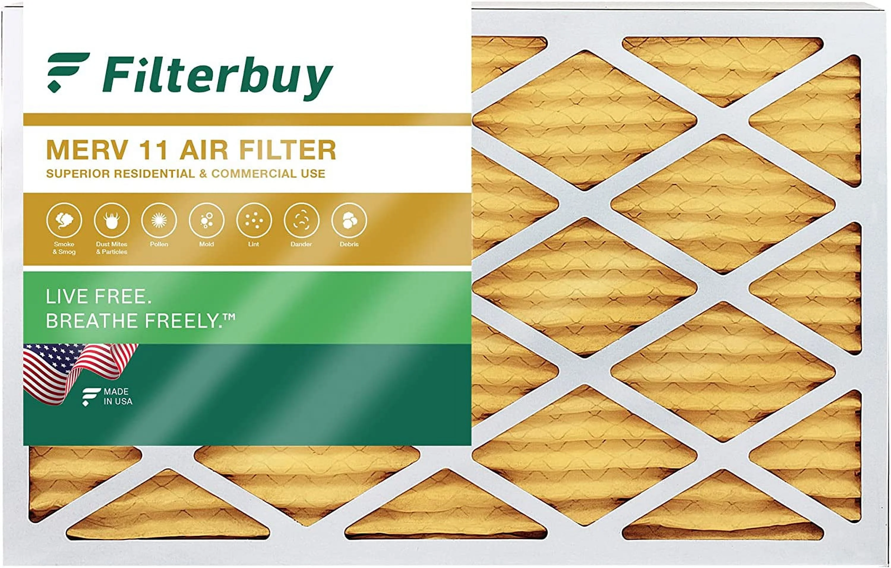 Filterbuy 13x21.5x1 MERV 11 Pleated HVAC AC Furnace Air Filters (1-Pack)