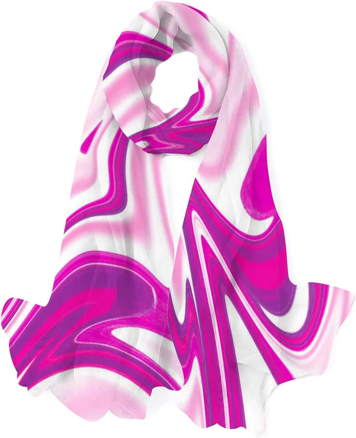 Hyjoy Marble And Liquid Long Silk Neck Scarf Lightweight Shawl Wrap Scarves for Women Girls