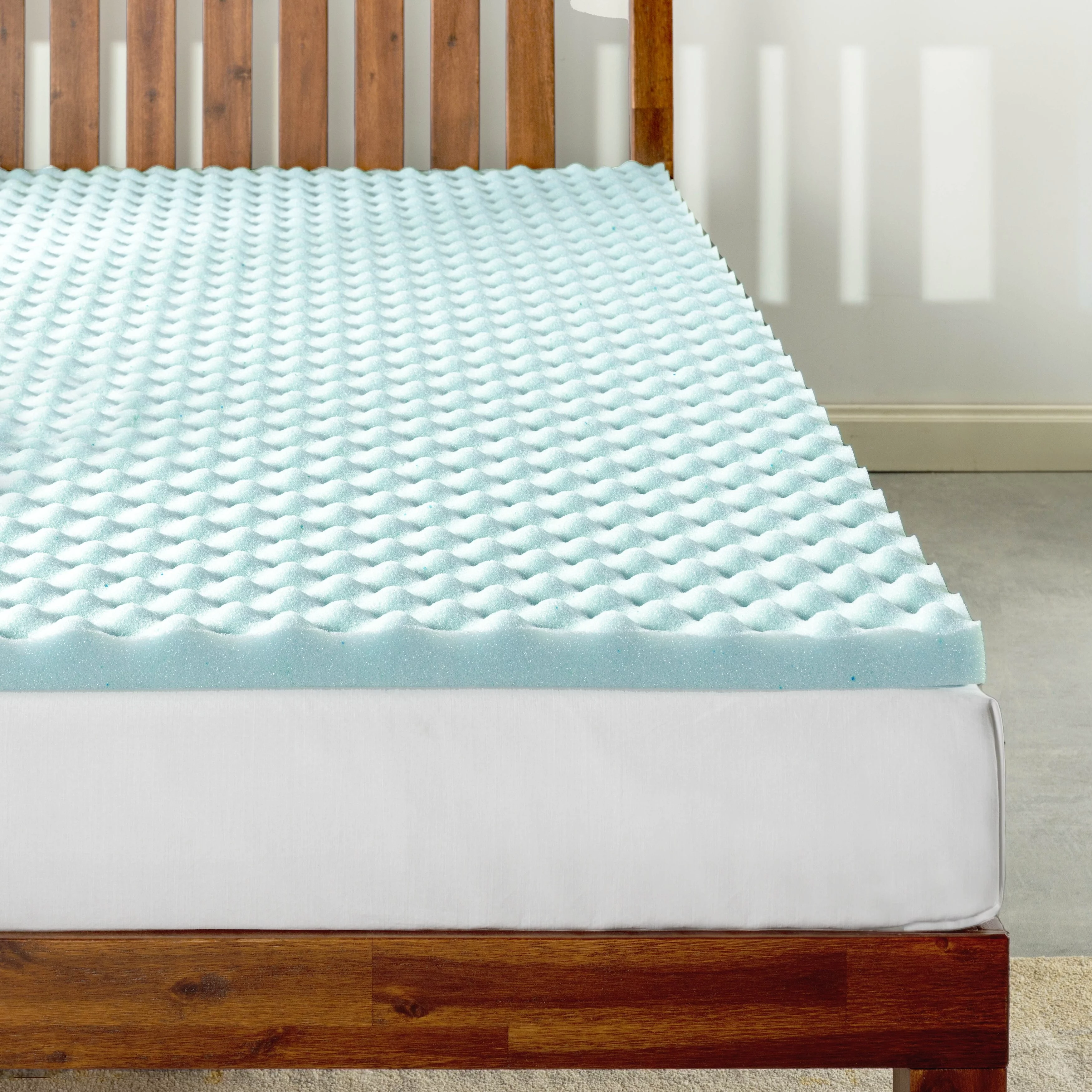 Crown Comfort 2 Inch Cooling Gel Egg Crate Memory Foam Mattress Topper Full