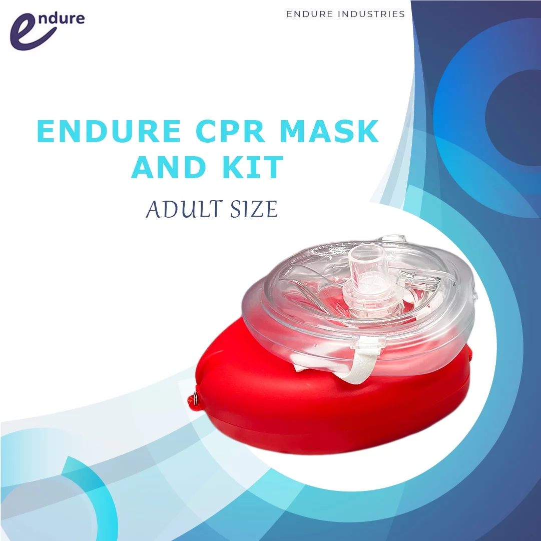 Endure Adult CPR Mask and Kit, 3 Pack of First Responder Kit in a Red Soft Case with Mask, Two PVC Gloves and Two Alcohol Prep Pads (3)