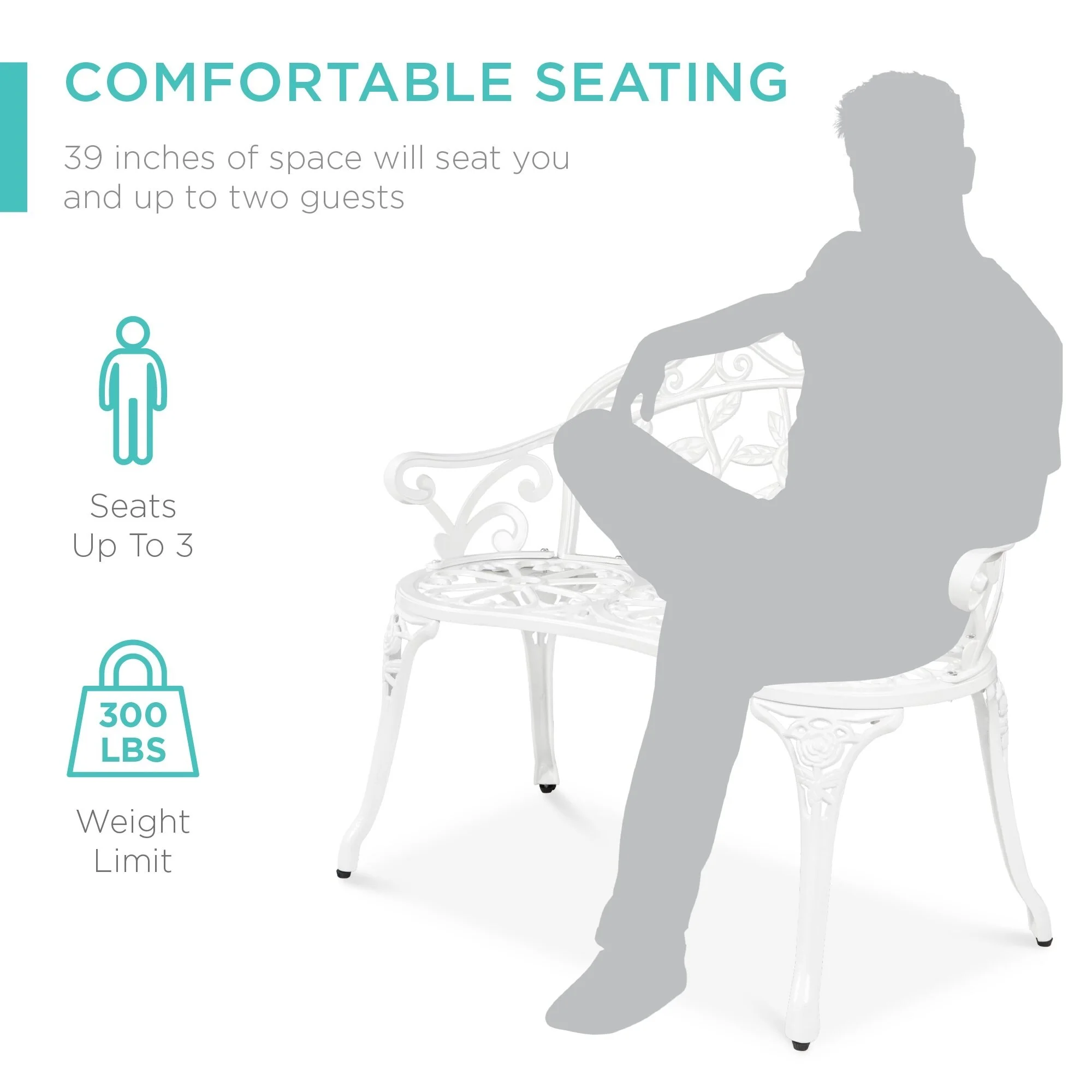 Garden Patio Outdoor Bench Steel - Modern Furniture White