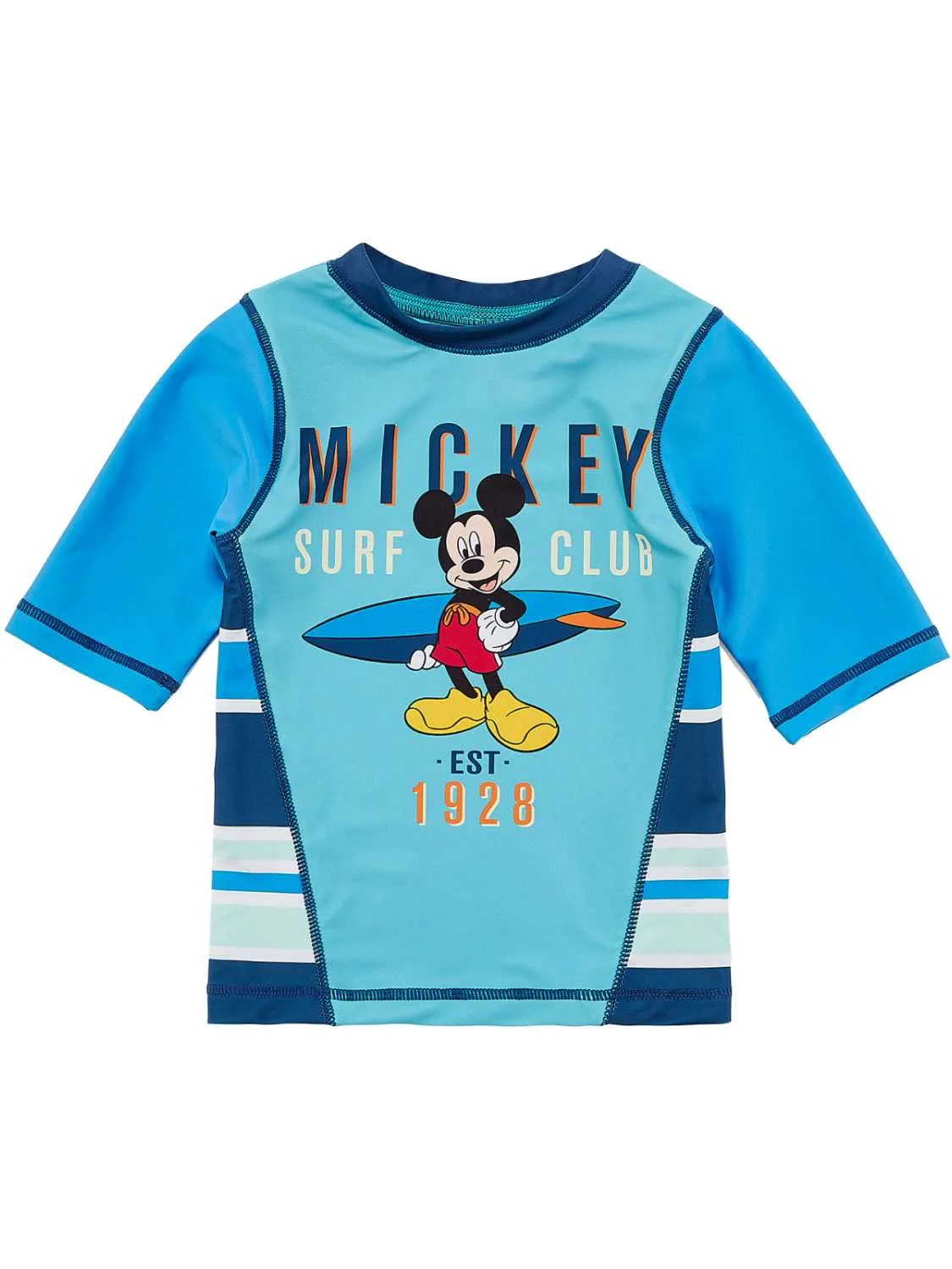 Disney Toddler & Boys Blue Mickey Mouse Surf Club Rash Guard Swim Shirt 3T