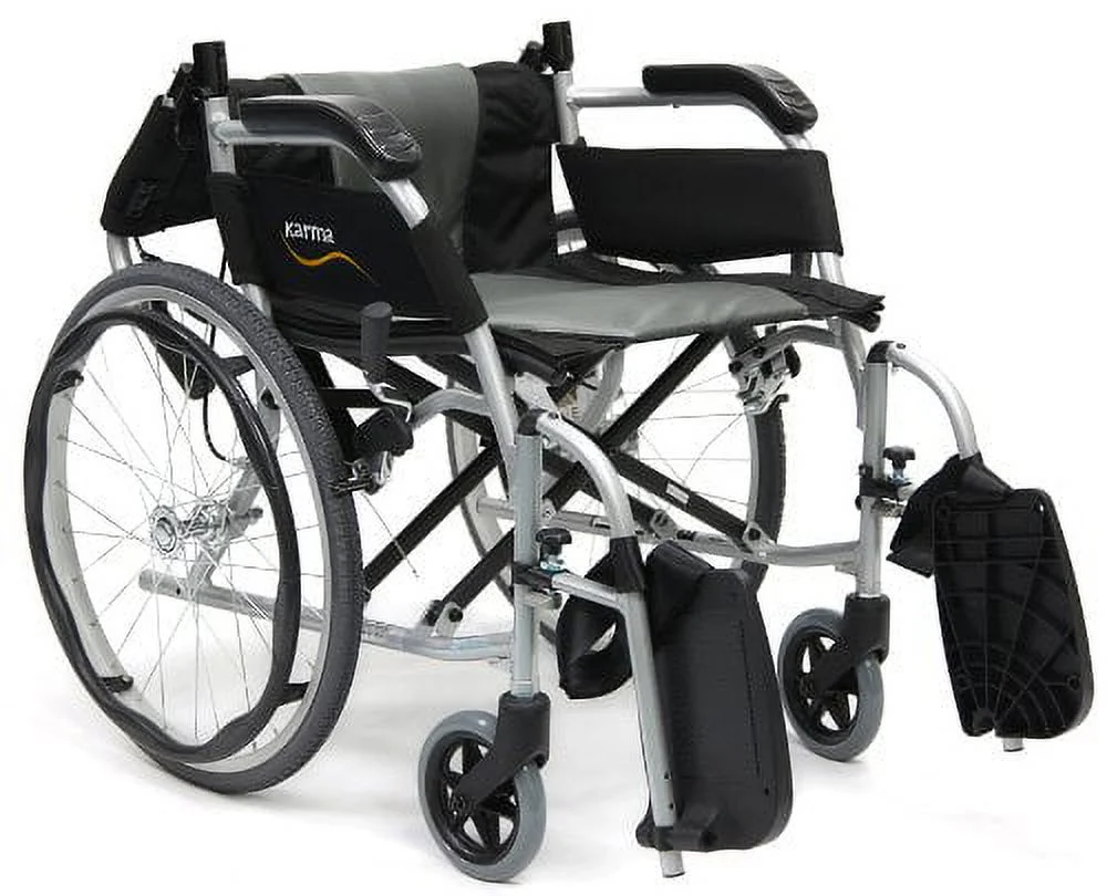 Karman Ergo Flight Ultra Lightweight Wheelchair with Quick Release Axles, Pearl Silver, 16