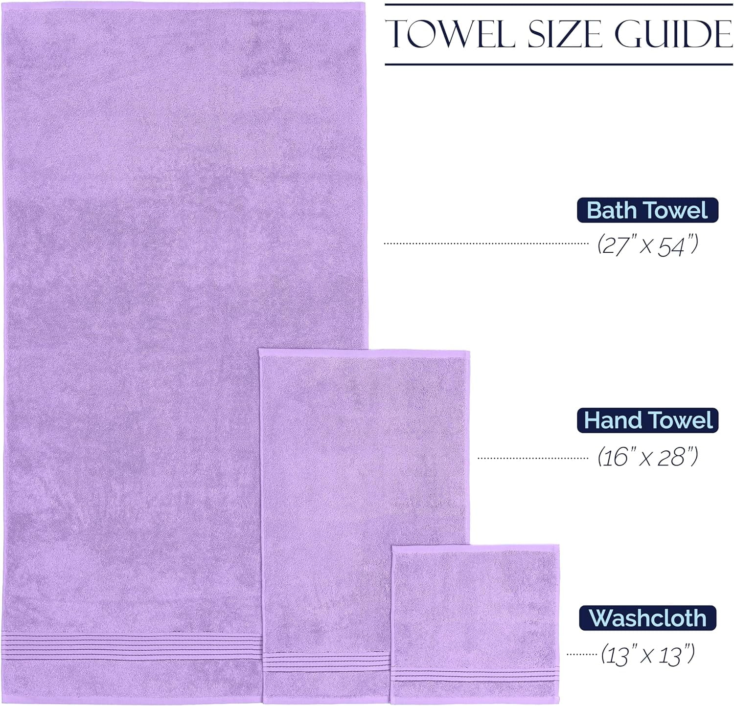 Hotel Quality Turkish Towel Set for Bathroom (6 Pcs Towel Set), Lilac