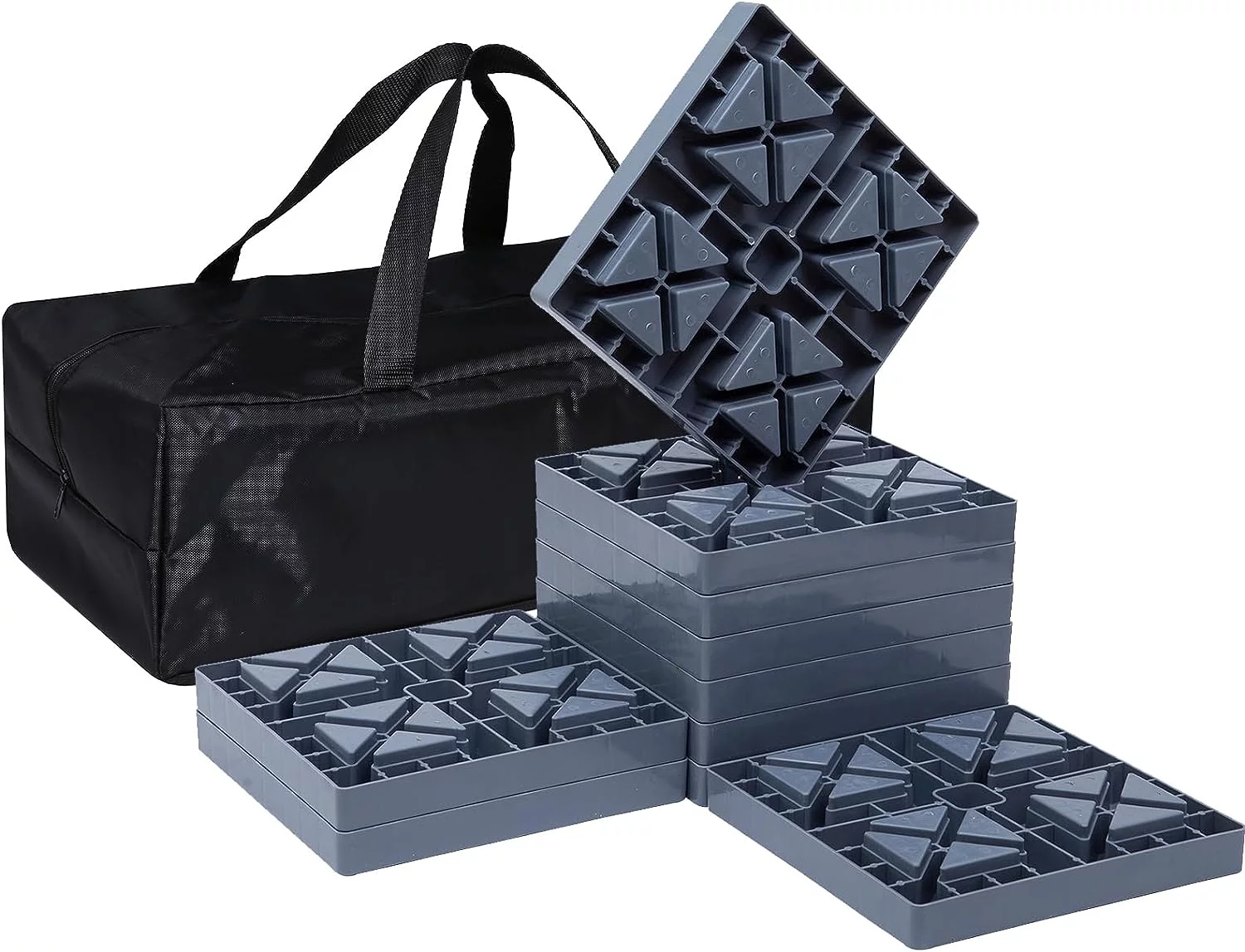 GarfatolRv RV Leveling Blocks, Heavy Duty Camper Leveling Blocks and Interlocking Design,Camper Levelers 10 Pack with Packing Bag Carrying (Gray)