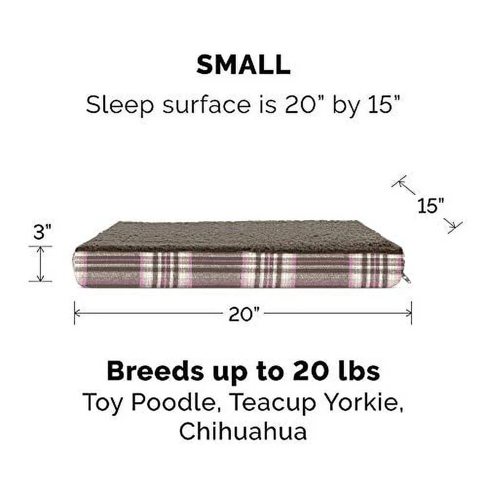 FurHaven Pet Dog Bed | Deluxe Orthopedic Plaid Mattress Pet Bed for Dogs & Cats, Java Brown, Small