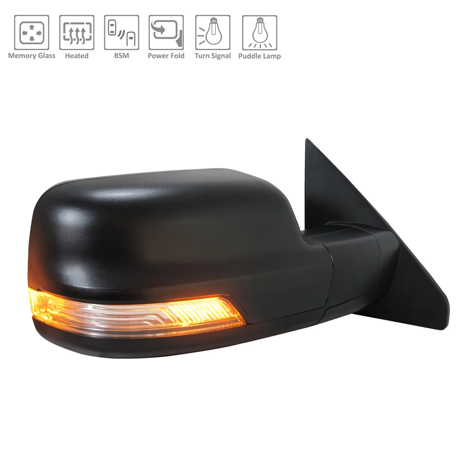 New Aftermarket Premium Fit Black Passenger Side Door Mirror 68466096AB fits 2019-2022 Ram 1500