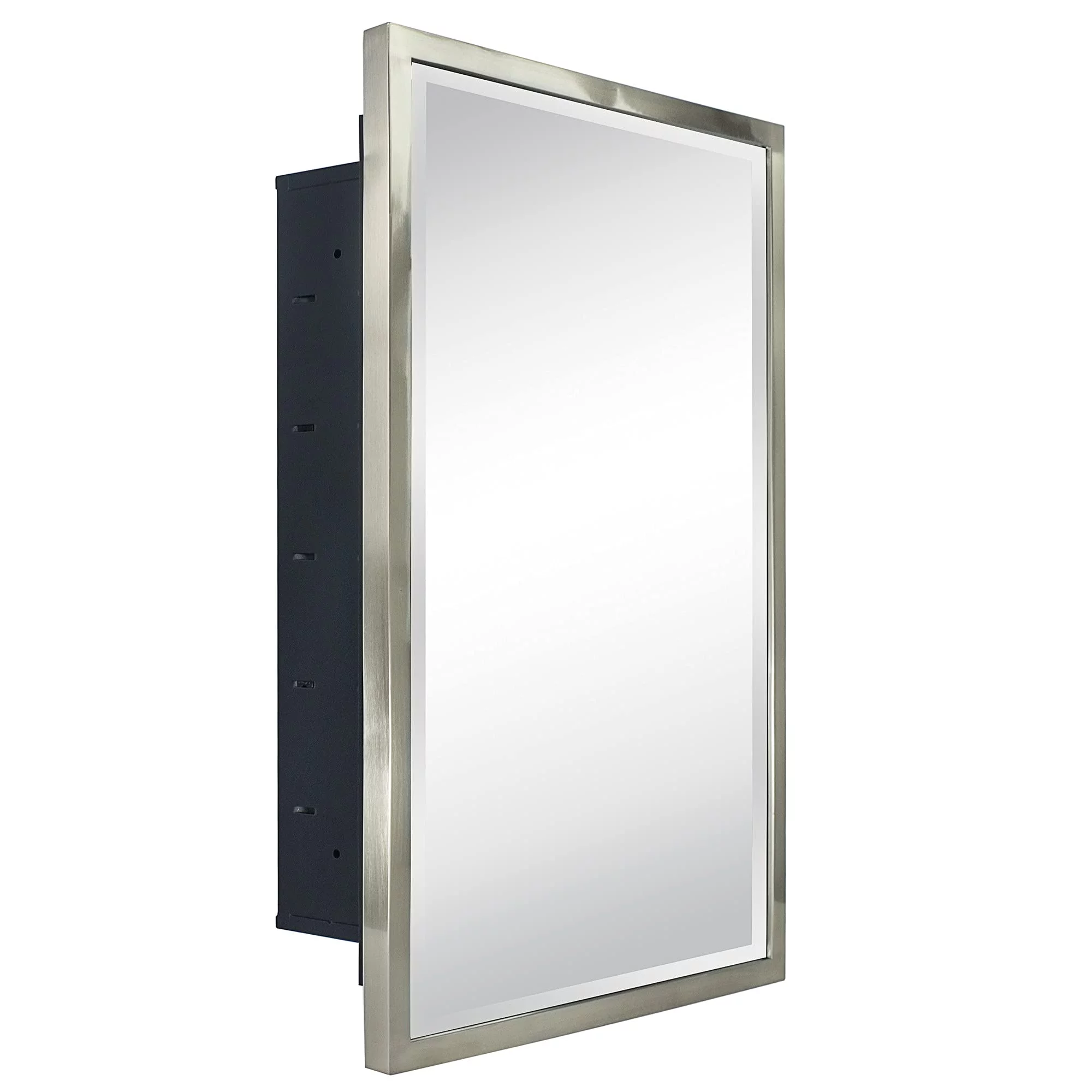 TEHOME Brushed Nickel Metal Framed Recessed Bathroom Medicine Cabinet with Mirror 16 x 24''