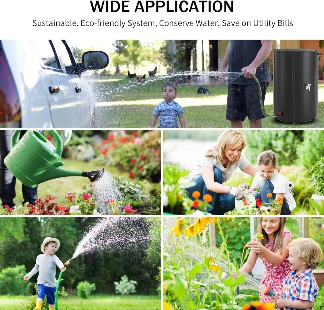 Docred 53 Gallon Collapsible Rain Barrel,Large Capacity, Portable Rain Barrels, Portable Water Tank Storage Container, PVC Rainwater Collection System Including Spigots and Overflow Kit