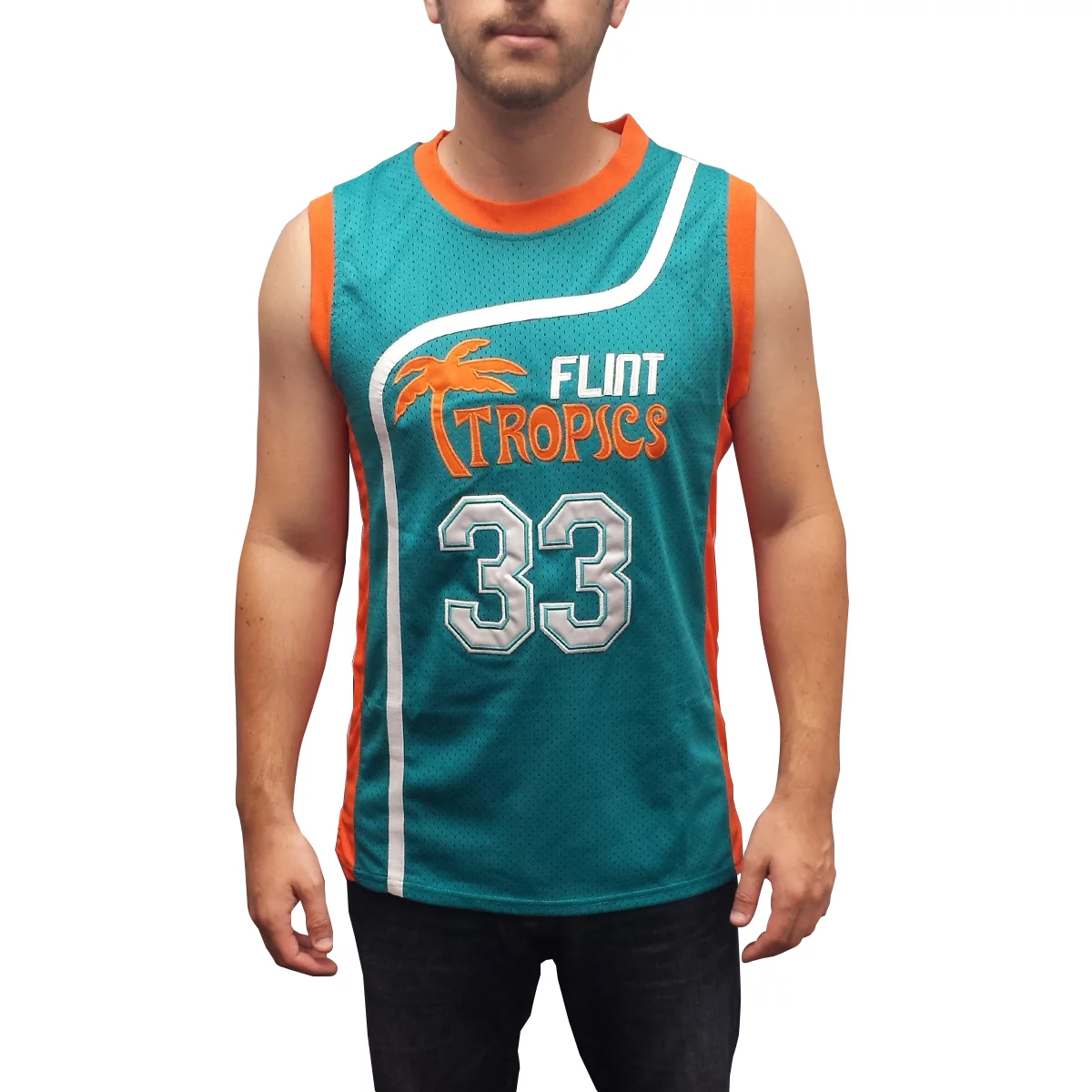Jackie Moon #33 Flint Tropics Green Basketball Jersey Semi Pro Costume Movie