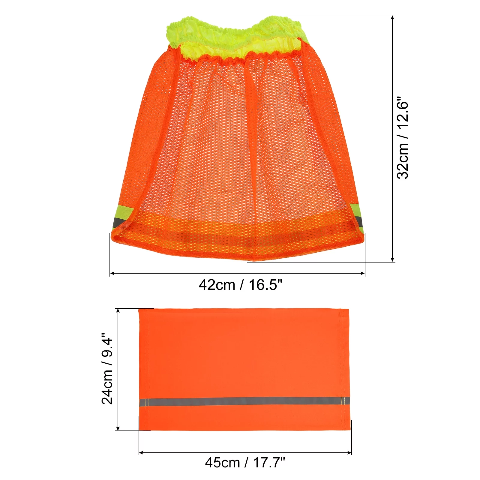 Uxcell Hard Hat Sun Shade, 4 Pack Full Brim Sun Visor and Neck Gaiter Scarf, Fluorescent Orange