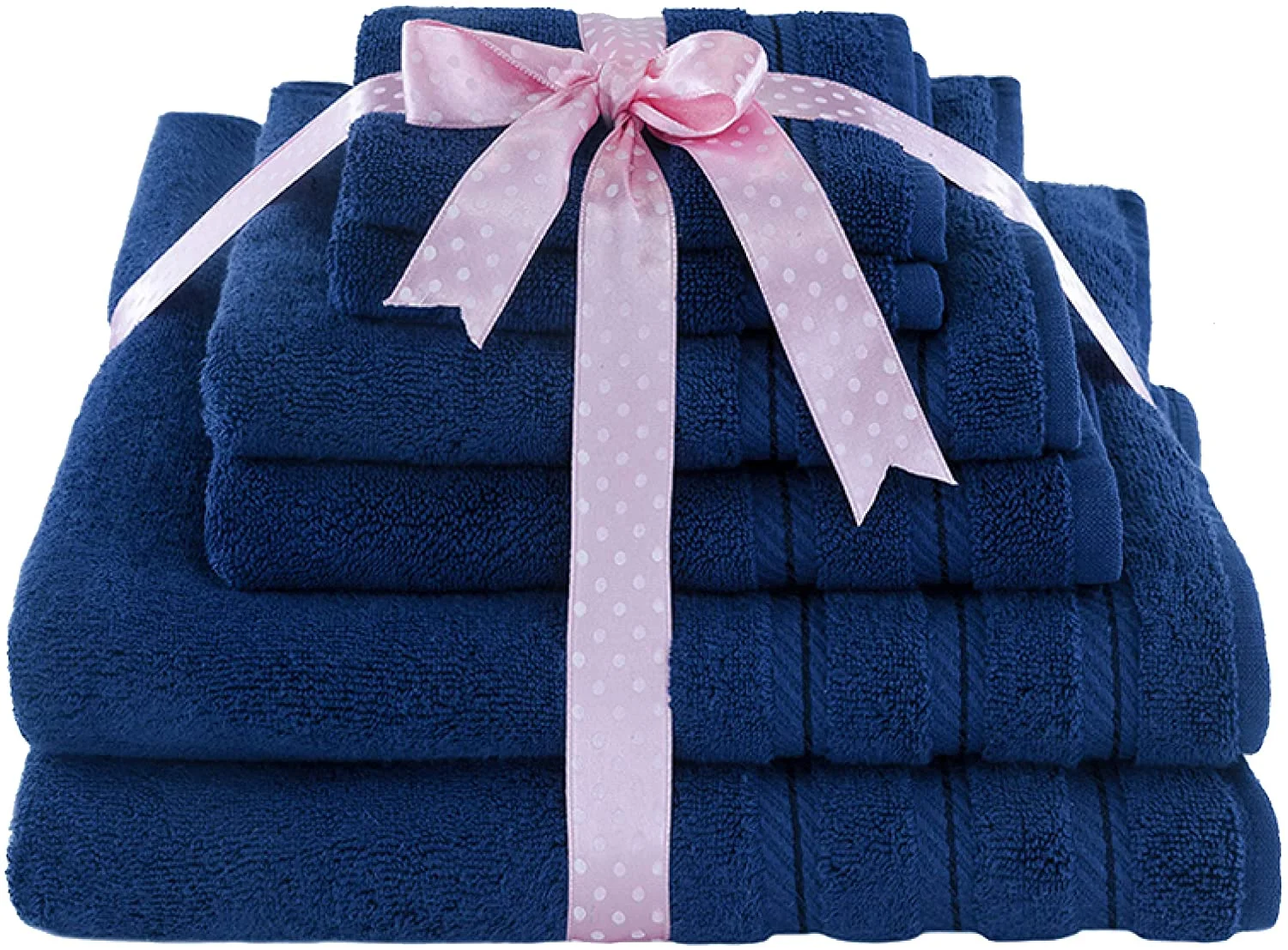 American Soft Linen Towel Set, 2 Bath Towels 2 Hand Towels 2 Washcloths Super Soft and Absorbent 100% Turkish Cotton Towels for Bathroom and Kitchen Shower Towel Navy Blue