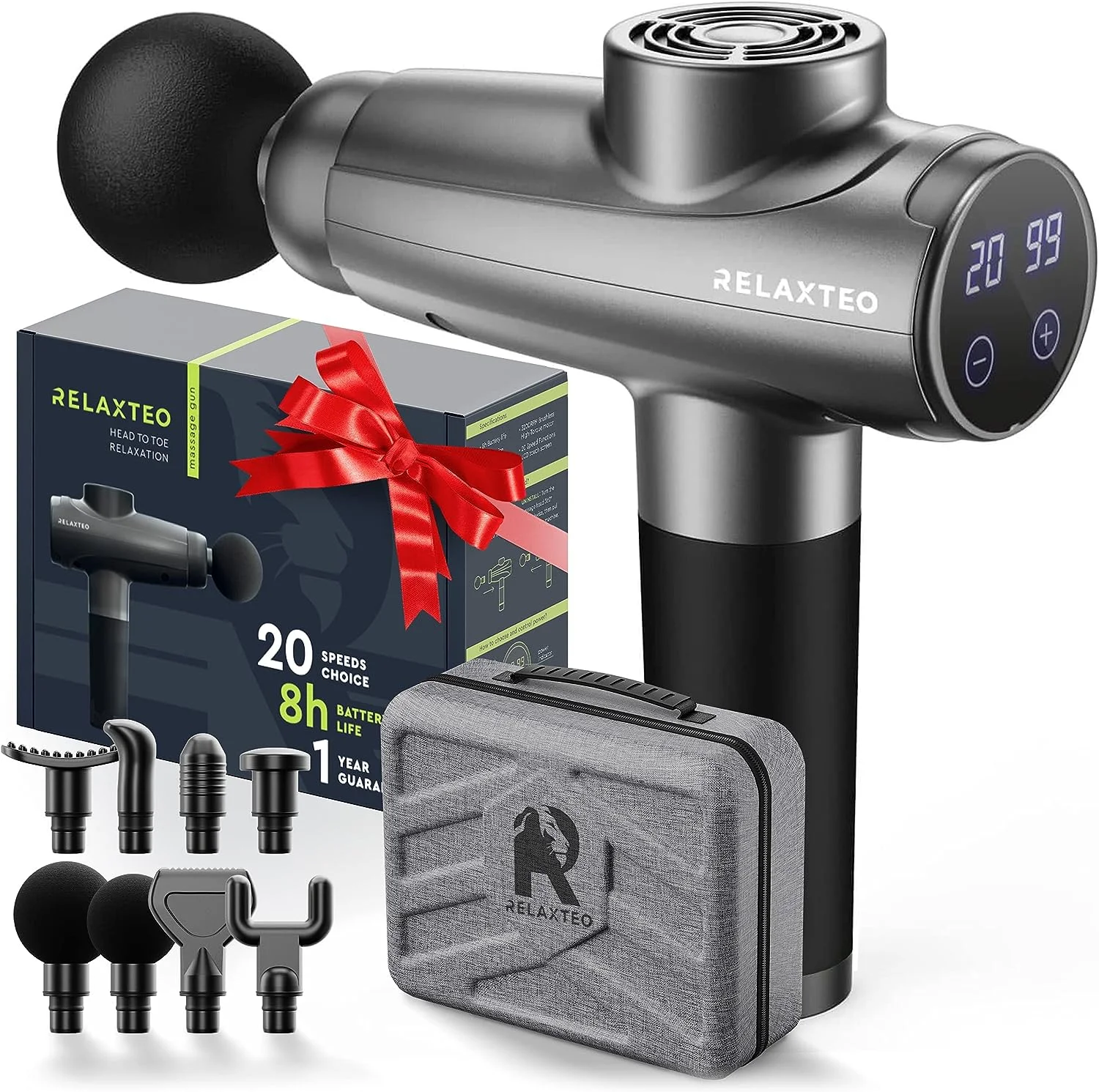 Premium Percussion Muscle Massage Gun 100 W 2500 mAh Handheld Massage Gun Deep Tissue Power Massager for Athletes Training and Muscle Recovery Percussive Impact Massager Gun for Body Neck Back