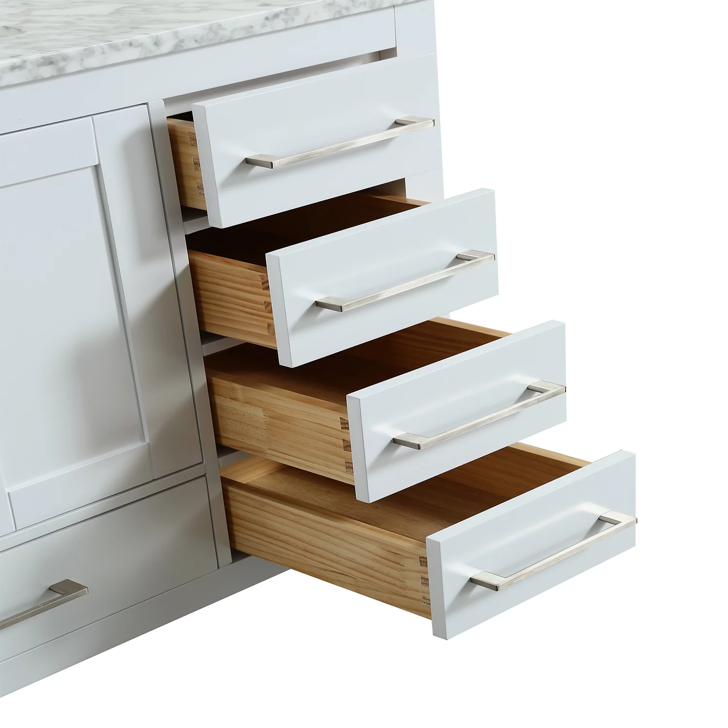 Eviva London 42 in. Transitional White Bathroom Vanity with White Carrara Marble Countertop