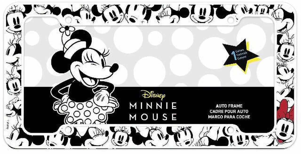 Mickey Mouse 815380 Disney Minnie Mouse License Plate Frame, Black & White