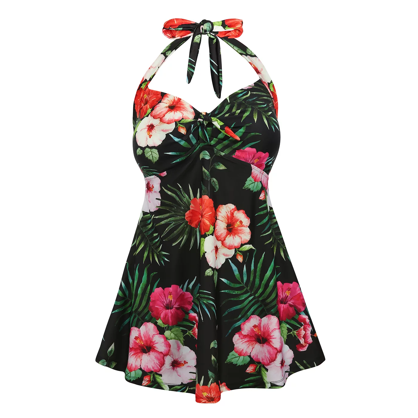 HDE Women Swim Dress Tummy Control One-Pieces Swimwear Hawaiian Floral 18