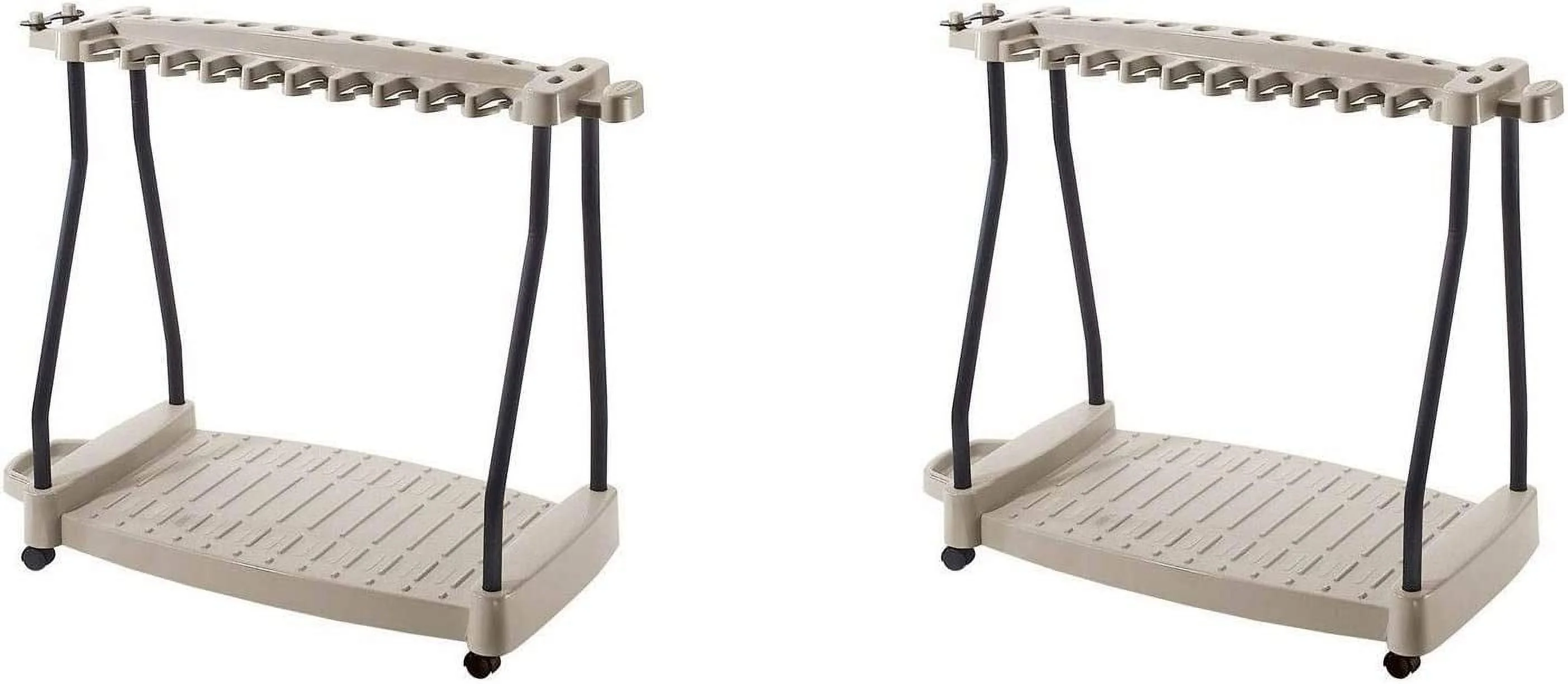 Suncast Steel Core 150 Pound Capacity Garden Rolling Tool Rack, Taupe (2 Pack)
