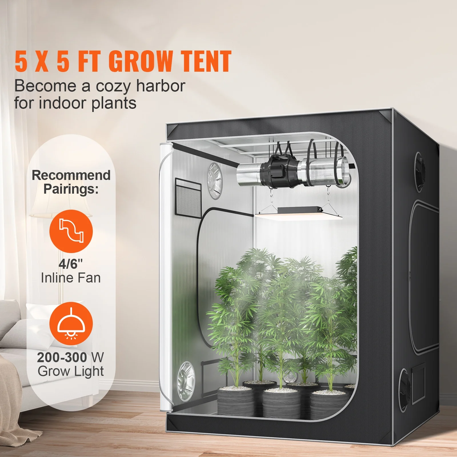 SKYSHALO Grow Tent 60 x 60 x 80 Inch Indoor Grow Tent Hydroponic Window Door Tray