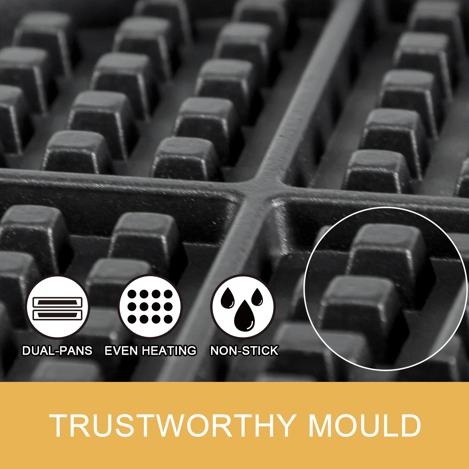 SKYSHALO 1100W Stainless Steel 110V Temperature and Time Control, Suitable for Restaurant Bakeries Snack Bar Family, Sliver Commercial Round Waffle Maker Nonstick