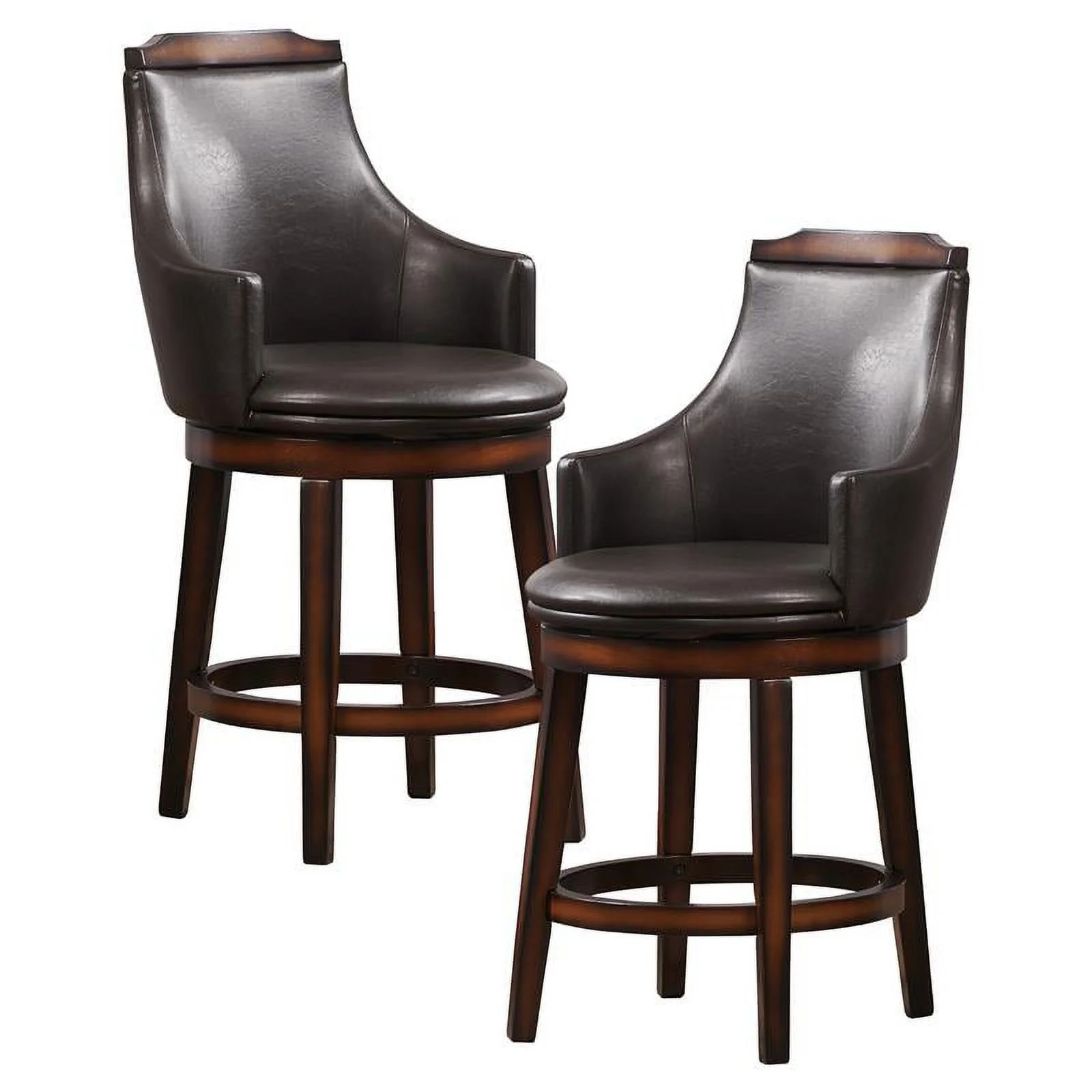 Lexicon Bayshore Wood Counter Height Swivel Stools - Dark Brown (Set of 2)
