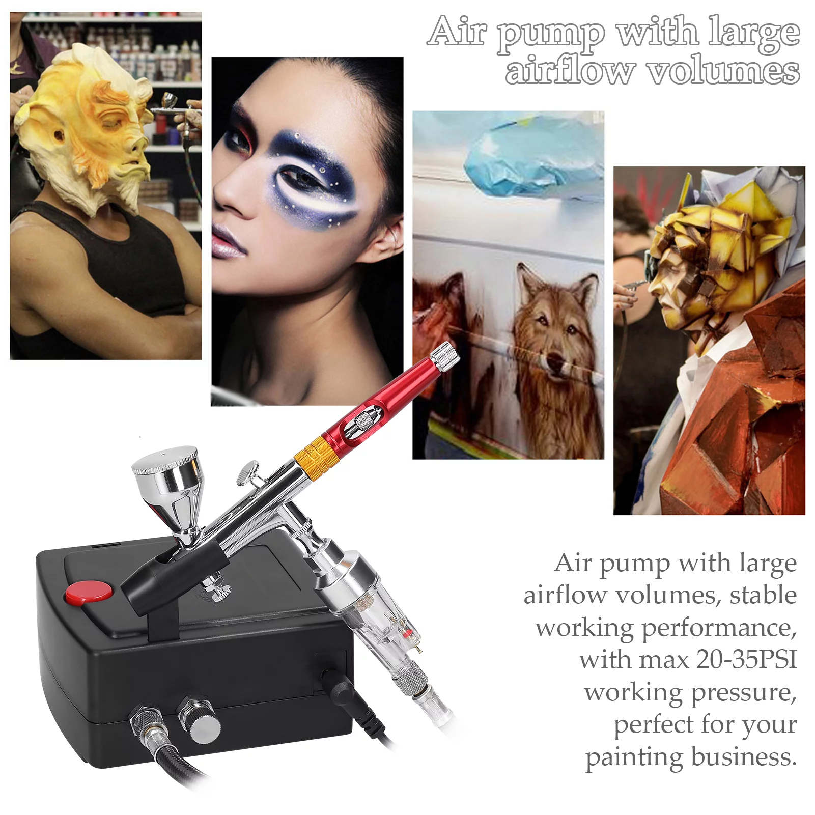 Arealer Multi-purpose Professional 0.3mm Airbrush Air Compressor Kit 20-35PSI Airbrush Pen Air Pump Set for Model Making DIY Art Lacquer