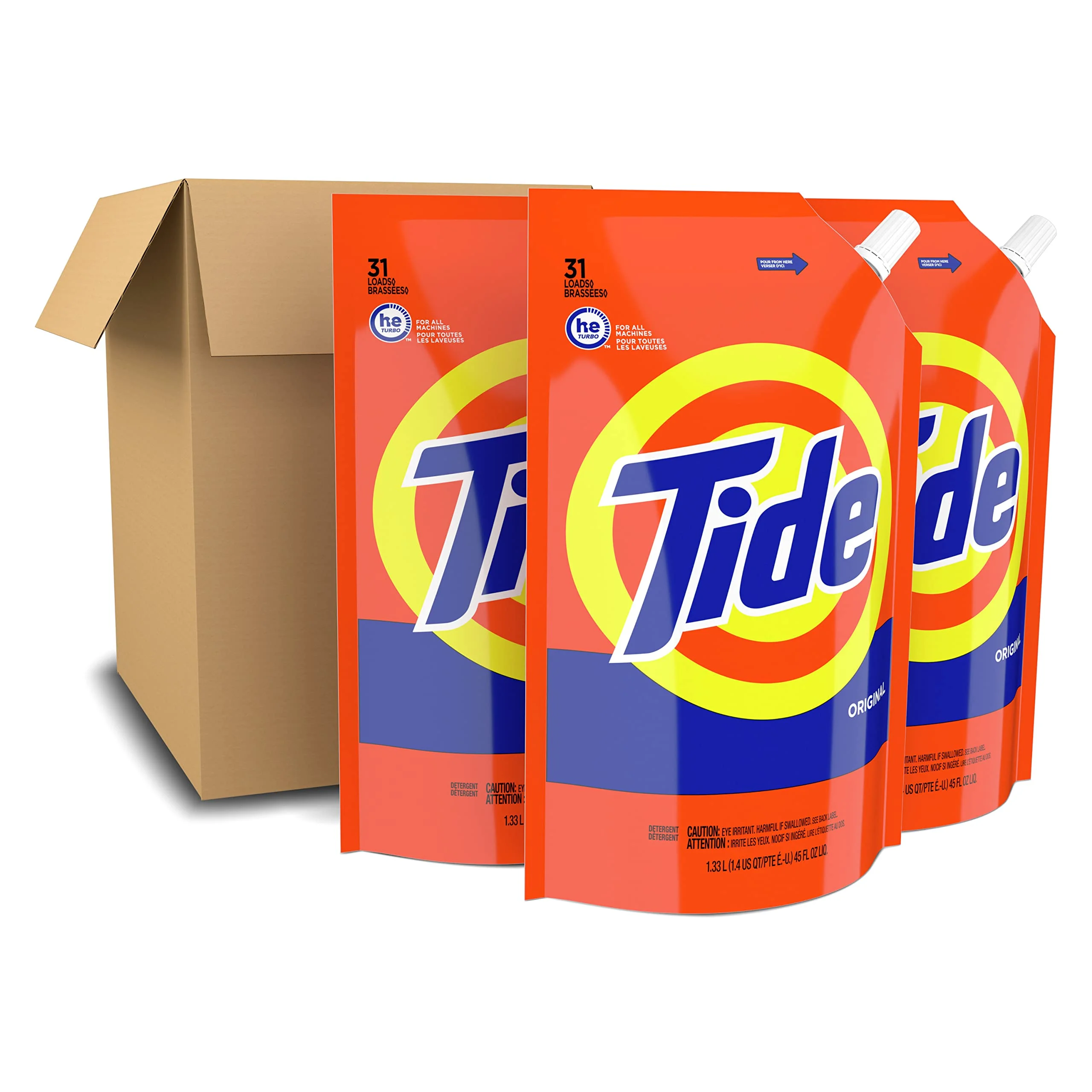Tide Laundry Detergent Liquid Soap Pouches, High Efficiency (He), Original Scent, 93 Total Loads (Pack Of 3)