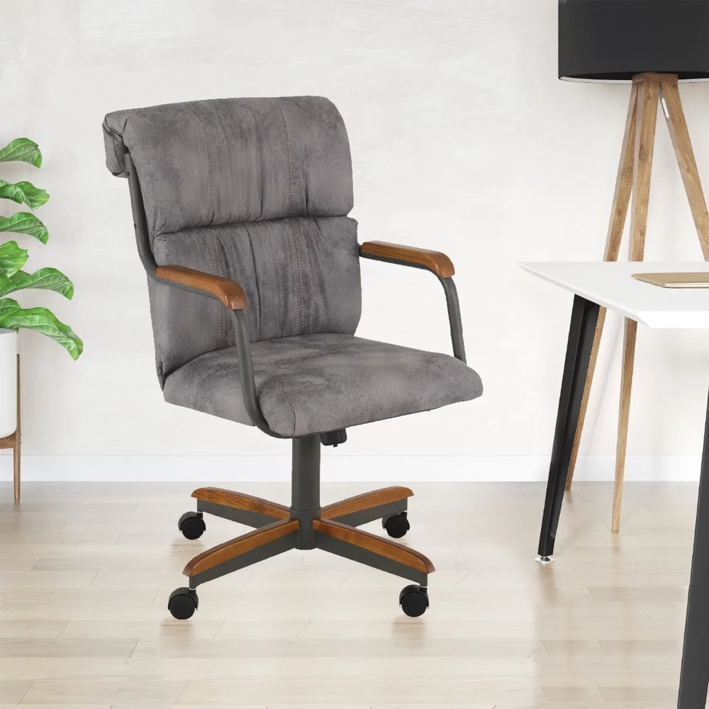 Chromcraft Douglas Caster Dining Chairs in Chestnut and Gray Finish (set of 2) Chestnut Chestnut Finish