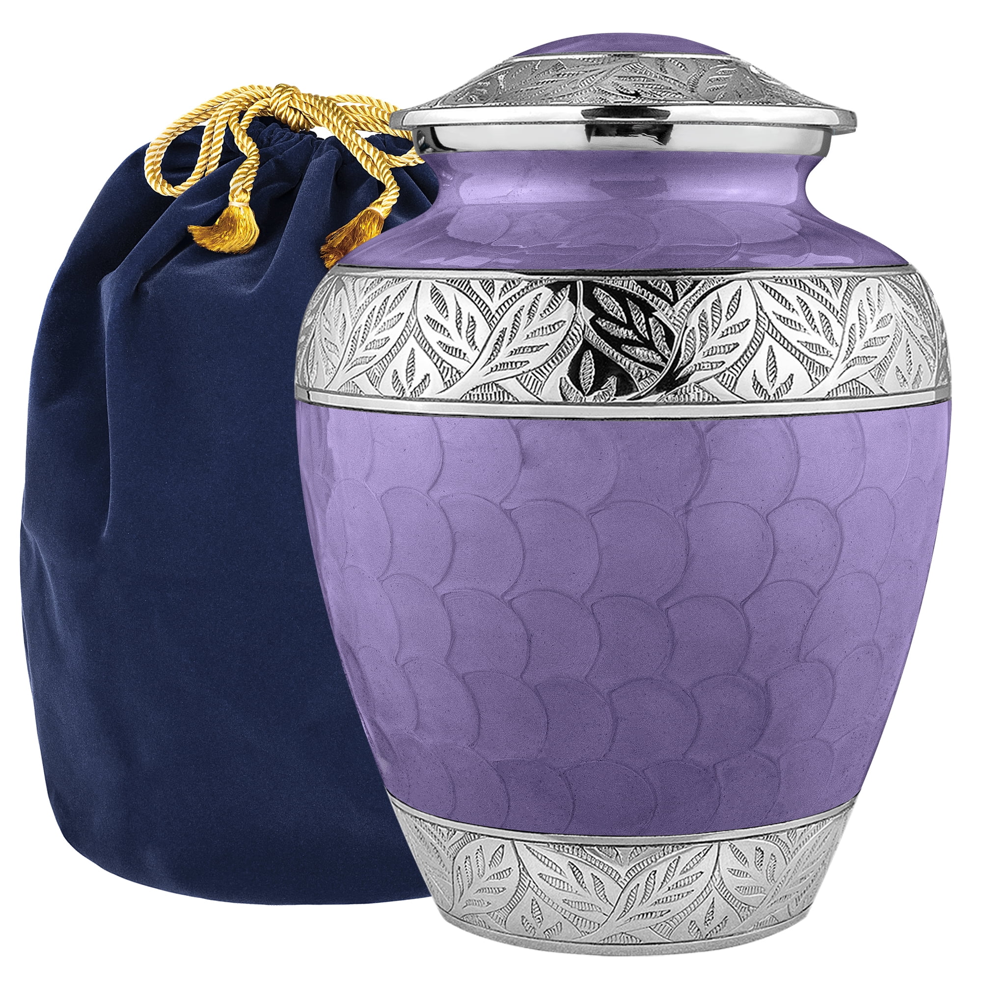 Trupoint Memorials Silver Linings Lavender Large Adult Urns For Cremation Ashes In Home, For up to 200 lb Person with Velvet Bag