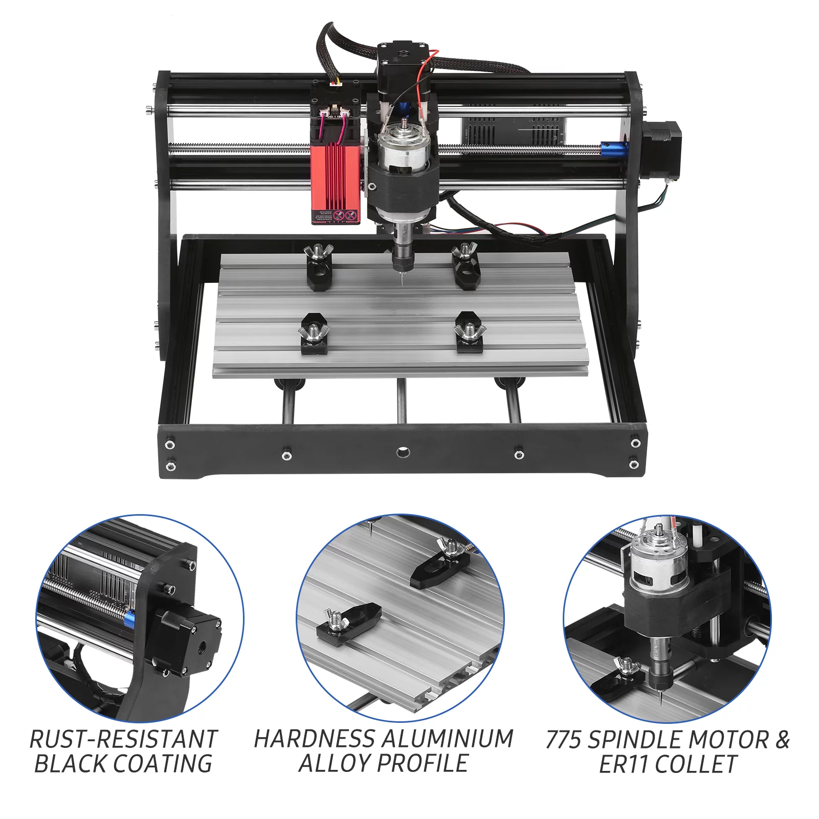 30*18 Pro Router Kit GRBL Control 3 with with Offline Controller 10W Module Acrylic PCB PVC Wood Carving Milling Engraving Machine Engraver XYZ Working Area 300x180x40mm (EU Plug)