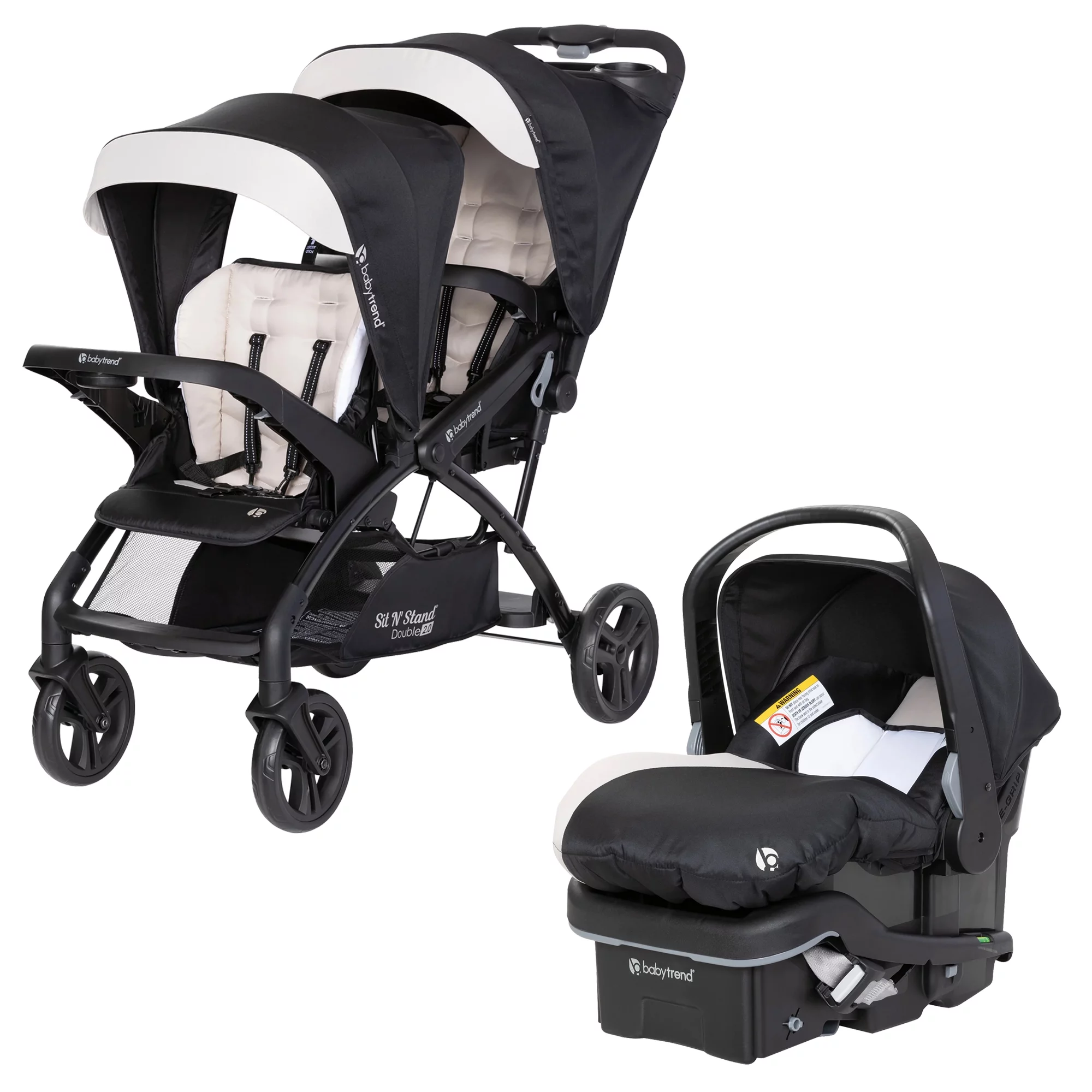 Baby Trend Sit N Stand Double Stroller with EZ-Lift Plus Car Seat, Khaki