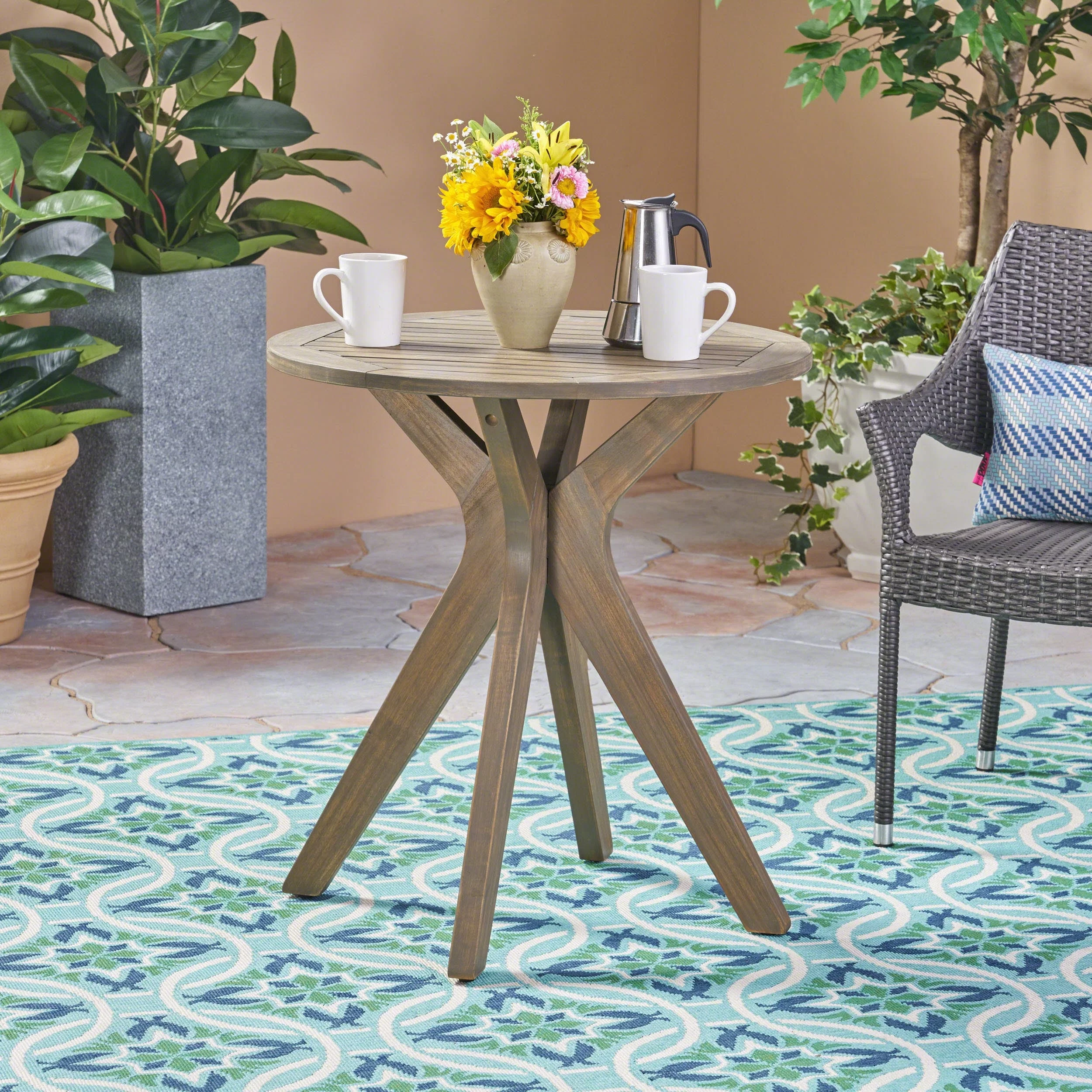 Christopher Knight Home Stamford Outdoor Bistro Table with X Legs by Grey 30