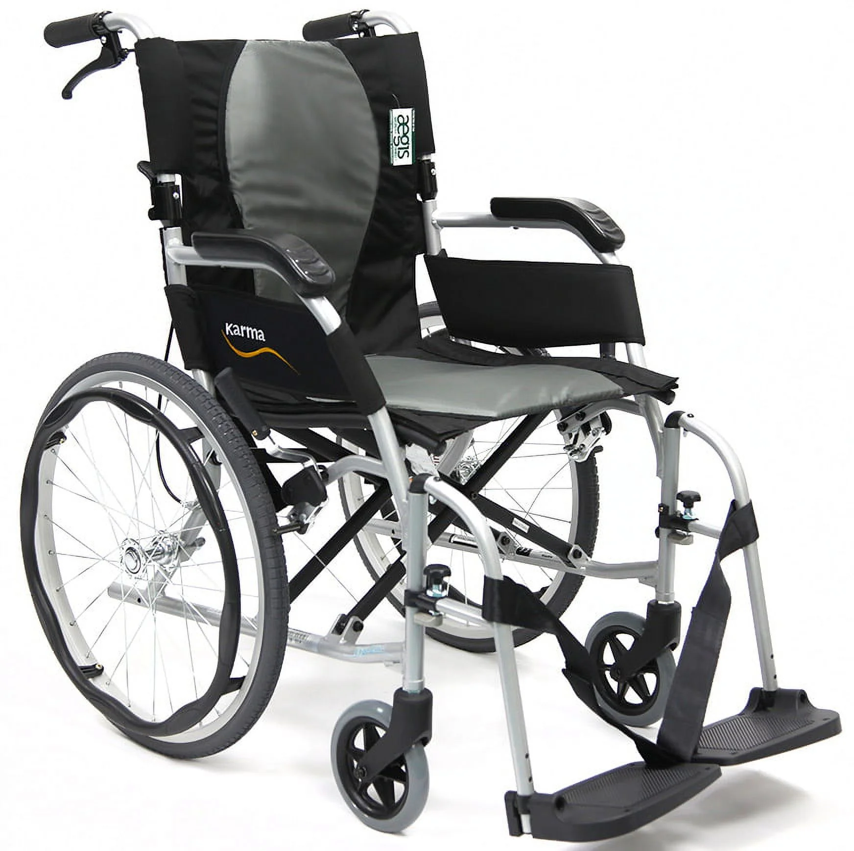 Karman Ergo Flight Ultra Lightweight Wheelchair with Quick Release Axles, Pearl Silver, 16