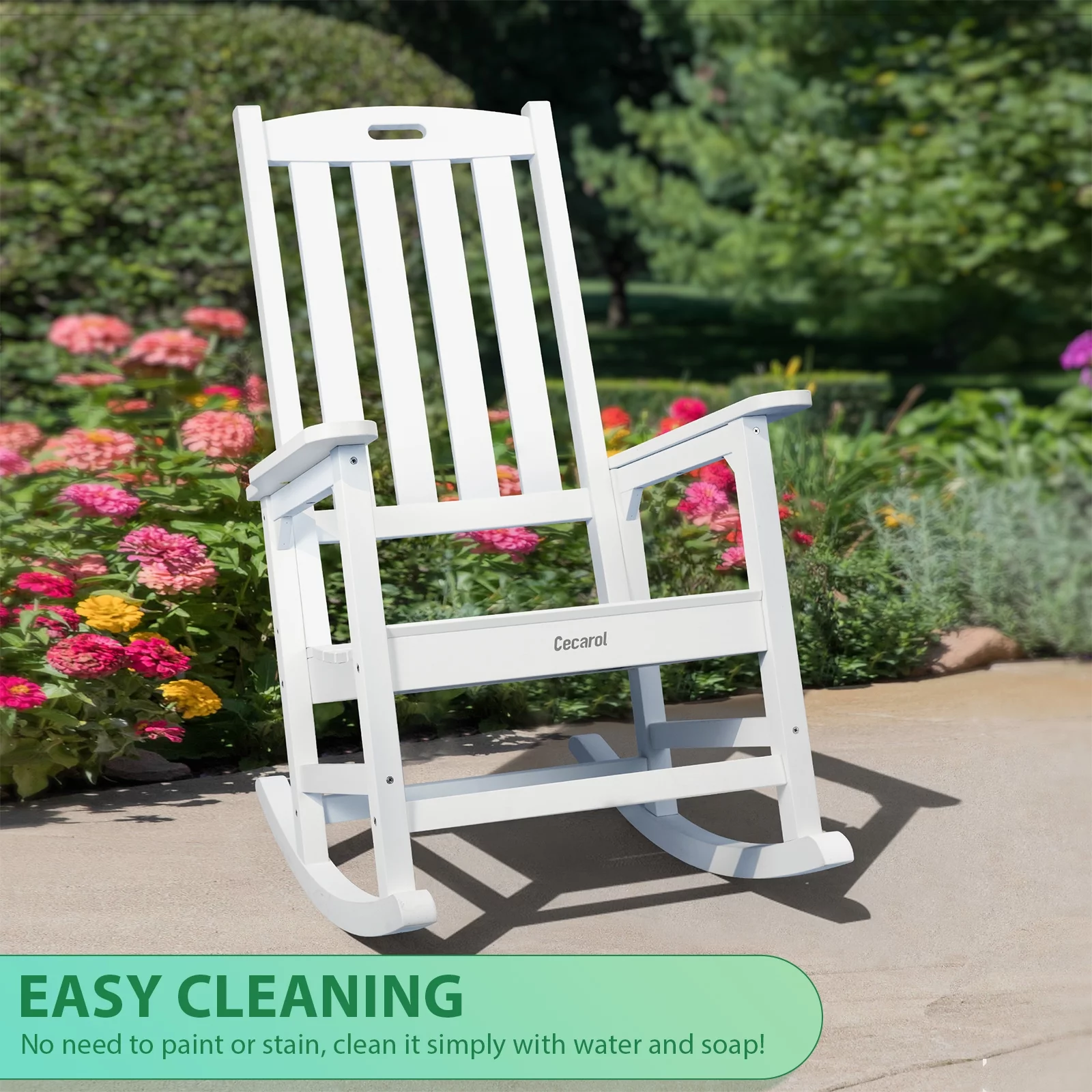 CECAROL Oversized Rocking Chai, 385lbs Weight, All Weather Resistant(White)