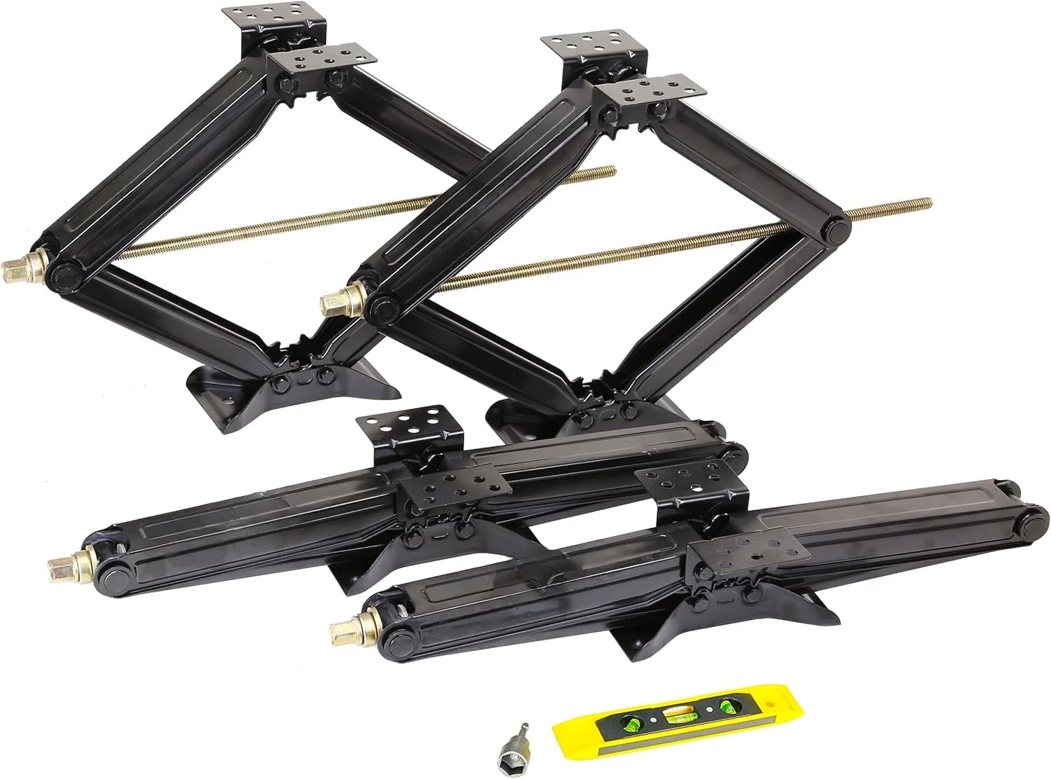 RV Camper Trailer Stabilizer Leveling Scissor Jacks w/Socket & Level 24