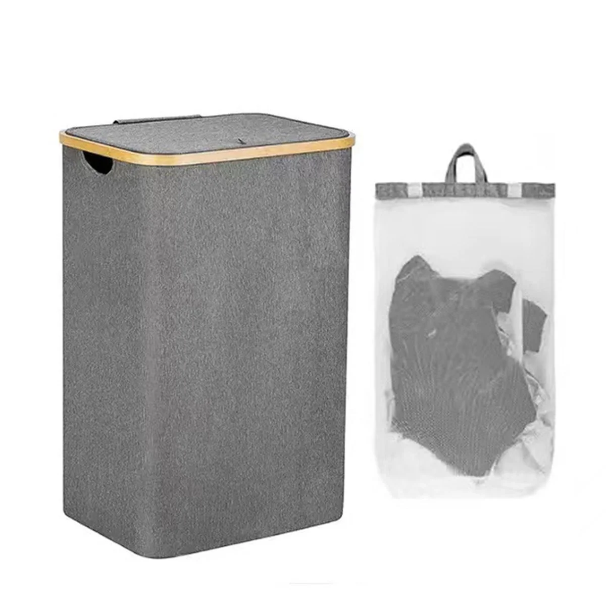 Isyunen Laundry Hamper with Lid and Removable Liner ,100L Tall Laundry Basket, Foldable Hamper