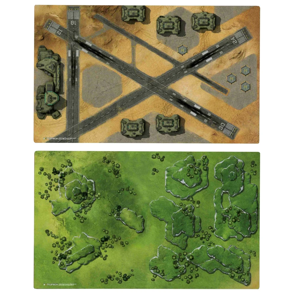 BattleTech Alpha Strike Hexless Battlemat: Aerobase #1 / Rolling Woodland #1