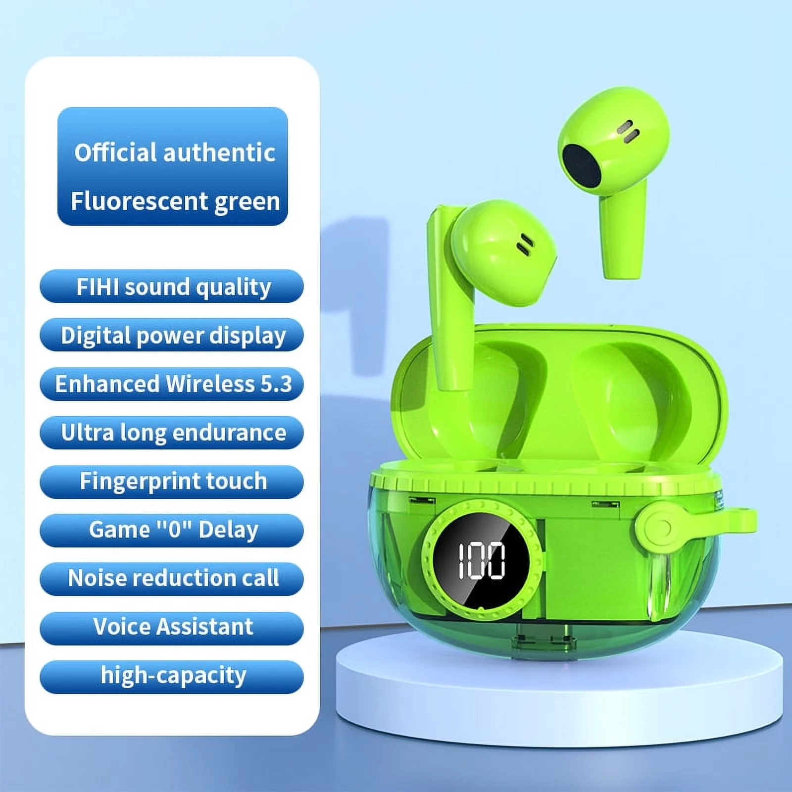 Earphones Wireless Bluetooth 5.3 Earbuds headphone Headset Bluetooth Earbuds Wireless Headphones-Green