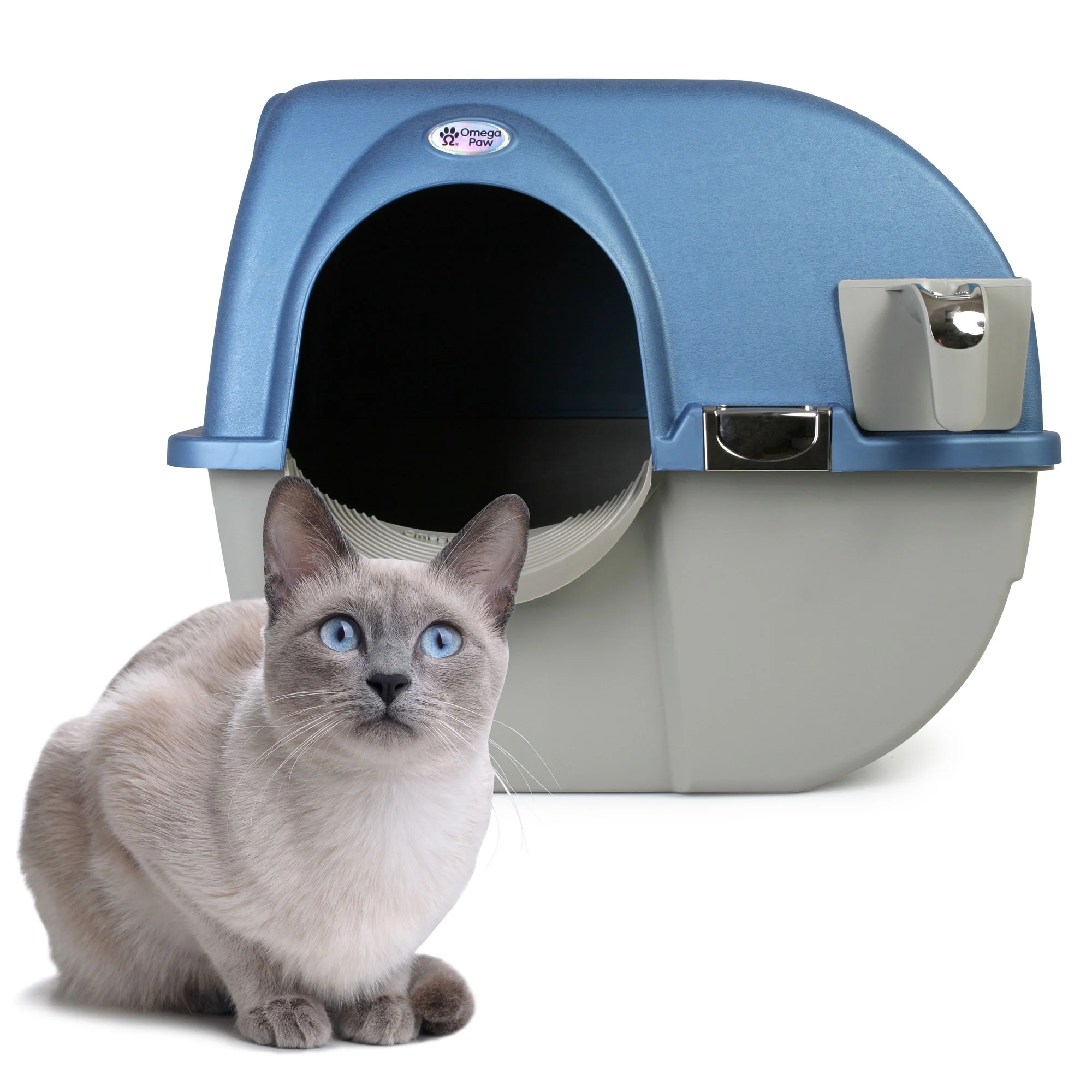 Omega Paw Regular Size Premium Self-Cleaning Litter Box, Blue