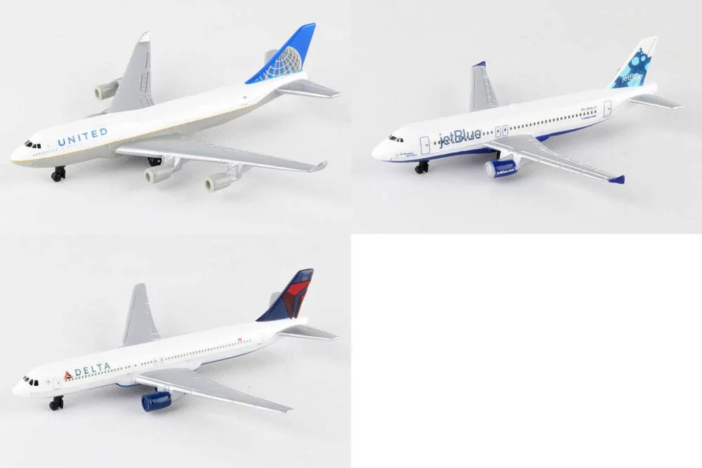 United, Jetblue, Delta Airlines Diecast Airplane Package - Three 5.5