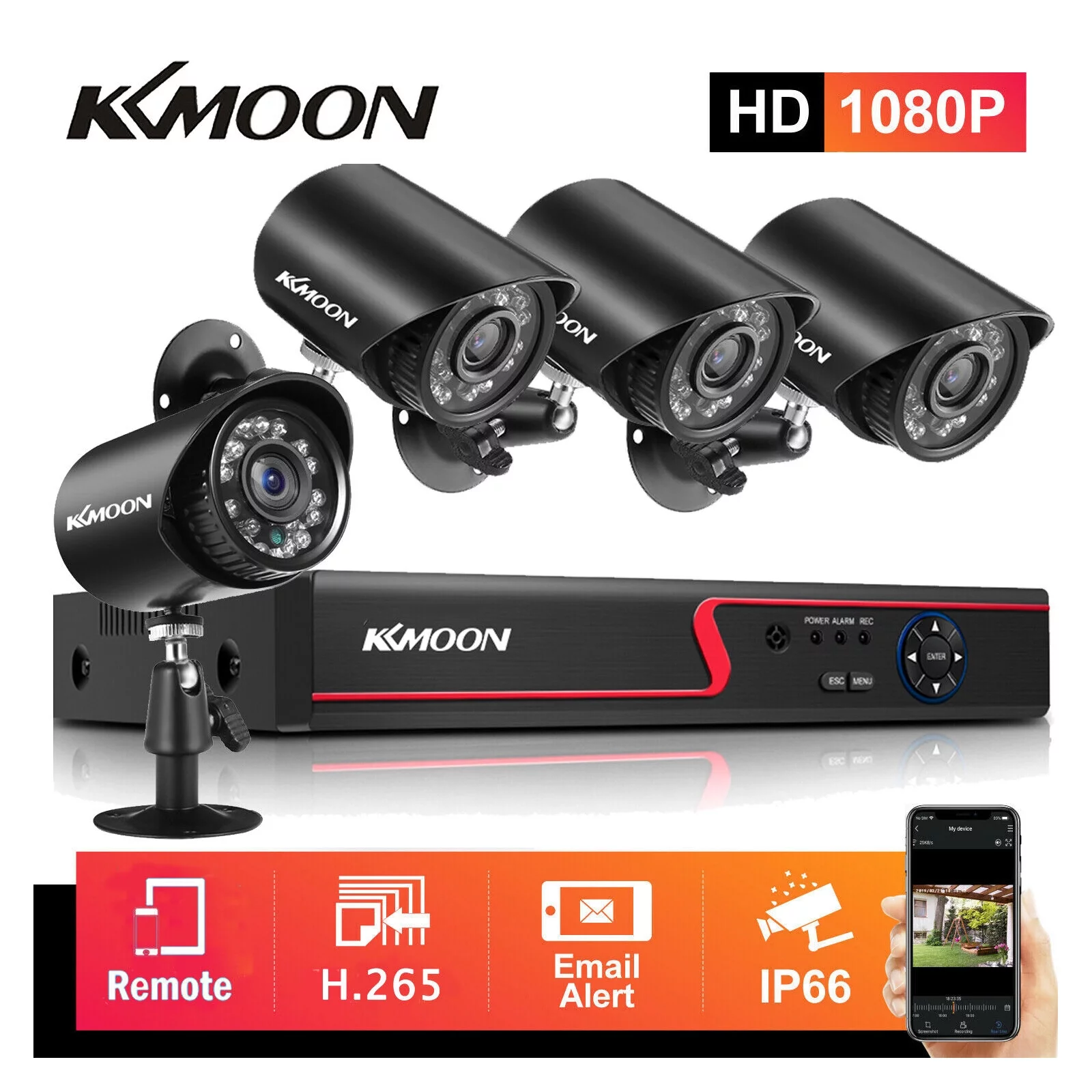 KKmoon Digital Video Recorder, 8CH 1080P Full HD DVR CCTV Recorder with Remote Phone Monitoring