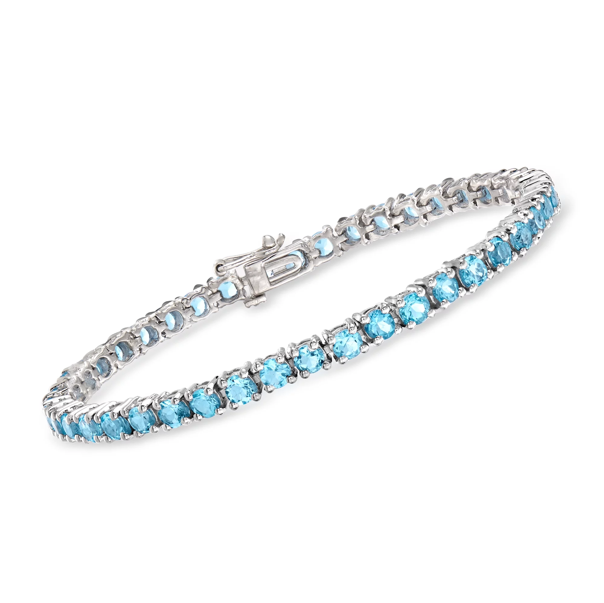 Ross-Simons 7.90 ct. t.w. Swiss Blue Topaz Tennis Bracelet in Sterling Silver, Women's, Adult