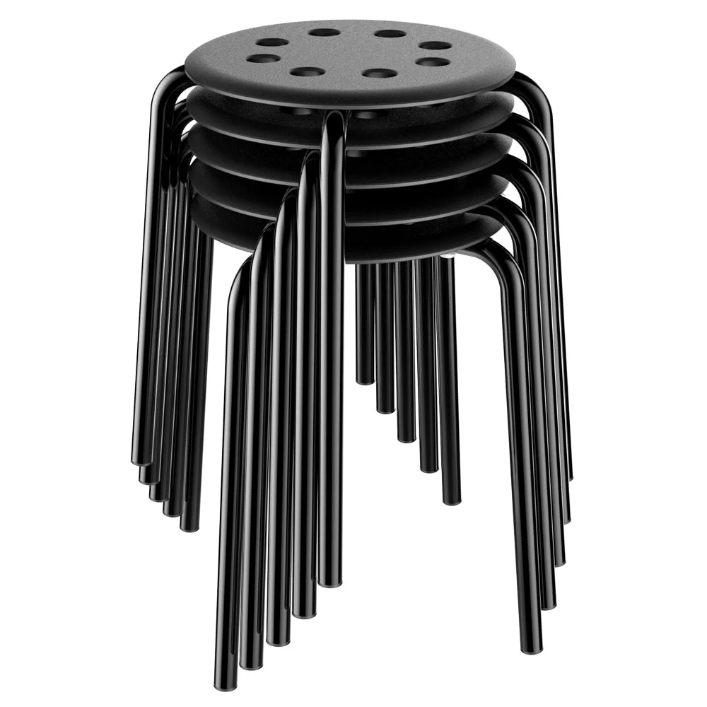 Yaheetech 5pcs Plastic Stackable stools Round Top Backless Kids Stool Black