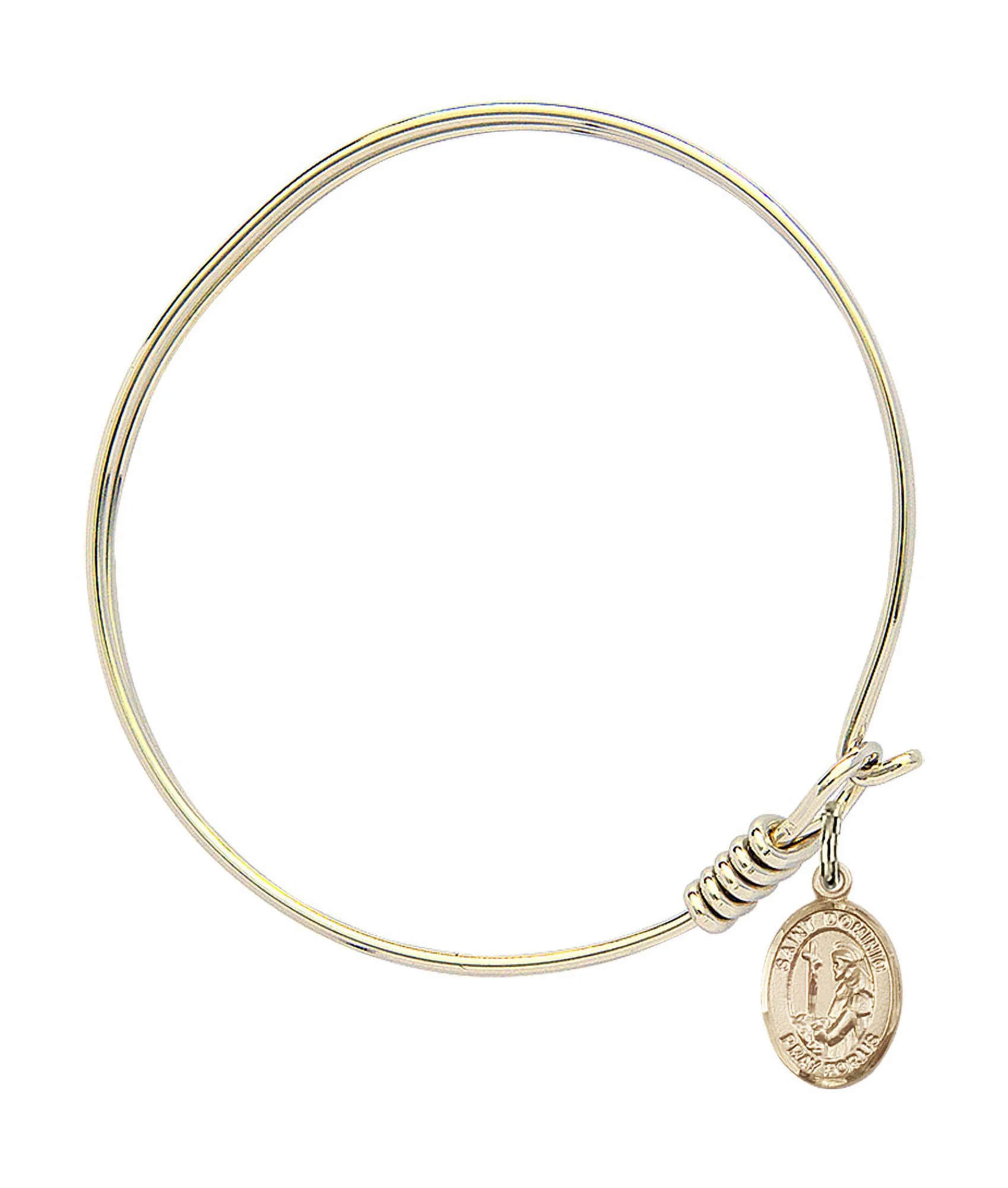 6 1/4 inch Round Eye Hook Bangle Bracelet w/ St. Dominic de Guzman in Gold-Filled