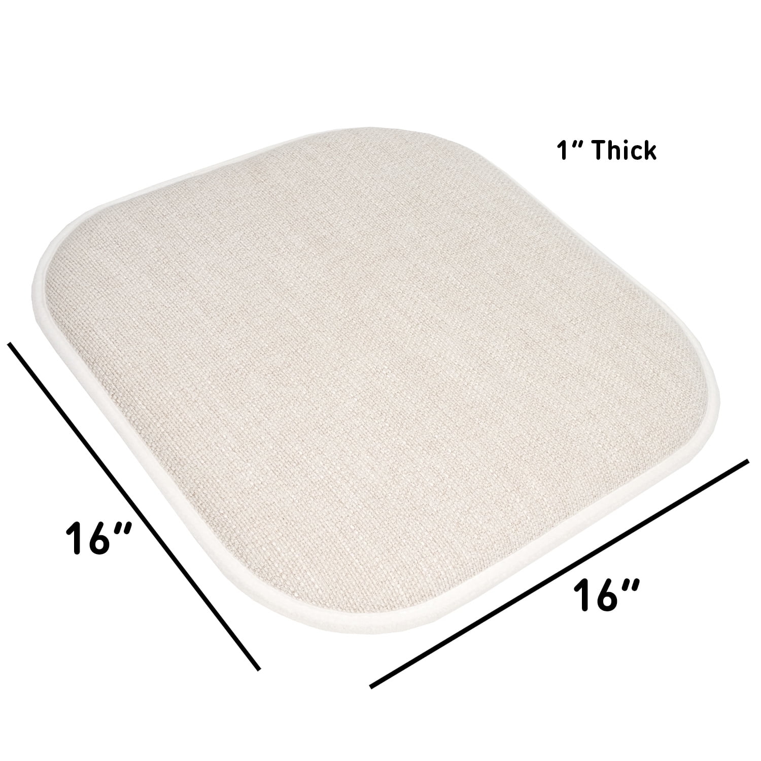 Alexis Memory Foam No Slip Back 16 x 16 Chair Pad Cushion 12 Pack Linen/Beige