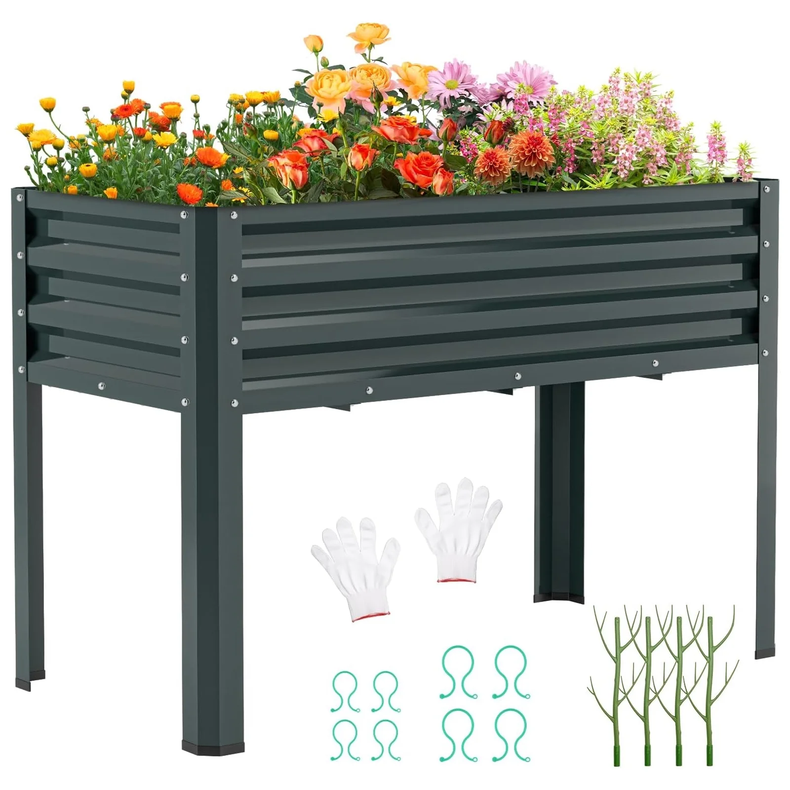 NAIZEA Raised Garden Bed with Legs, Large Standing Planter Box, Outdoor Growing Bed Herb Planter for Gardening, 400lb Capacity