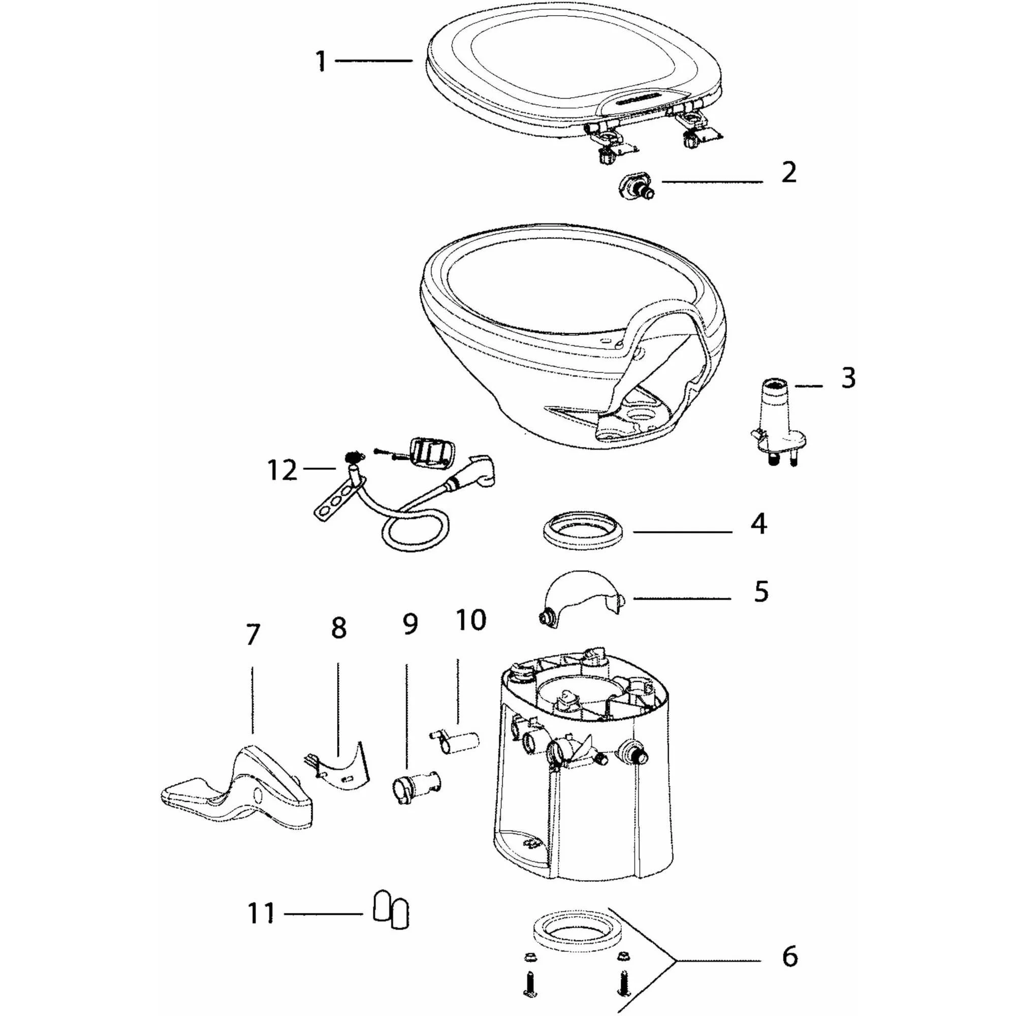 Thetford 42036 White Seat and Cover Assembly for Style Lite and Plus Toilets