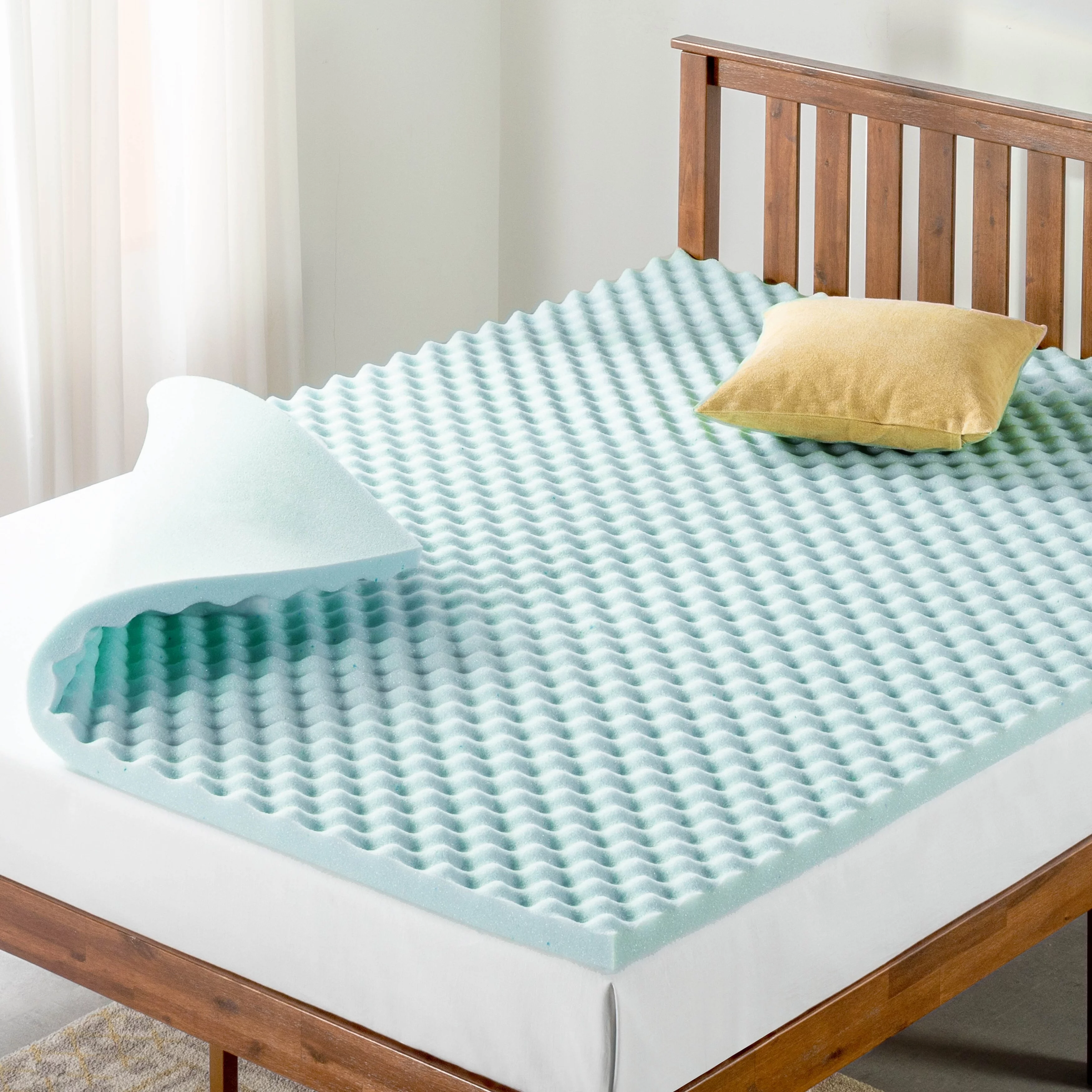 Crown Comfort 2 Inch Cooling Gel Egg Crate Memory Foam Mattress Topper Full