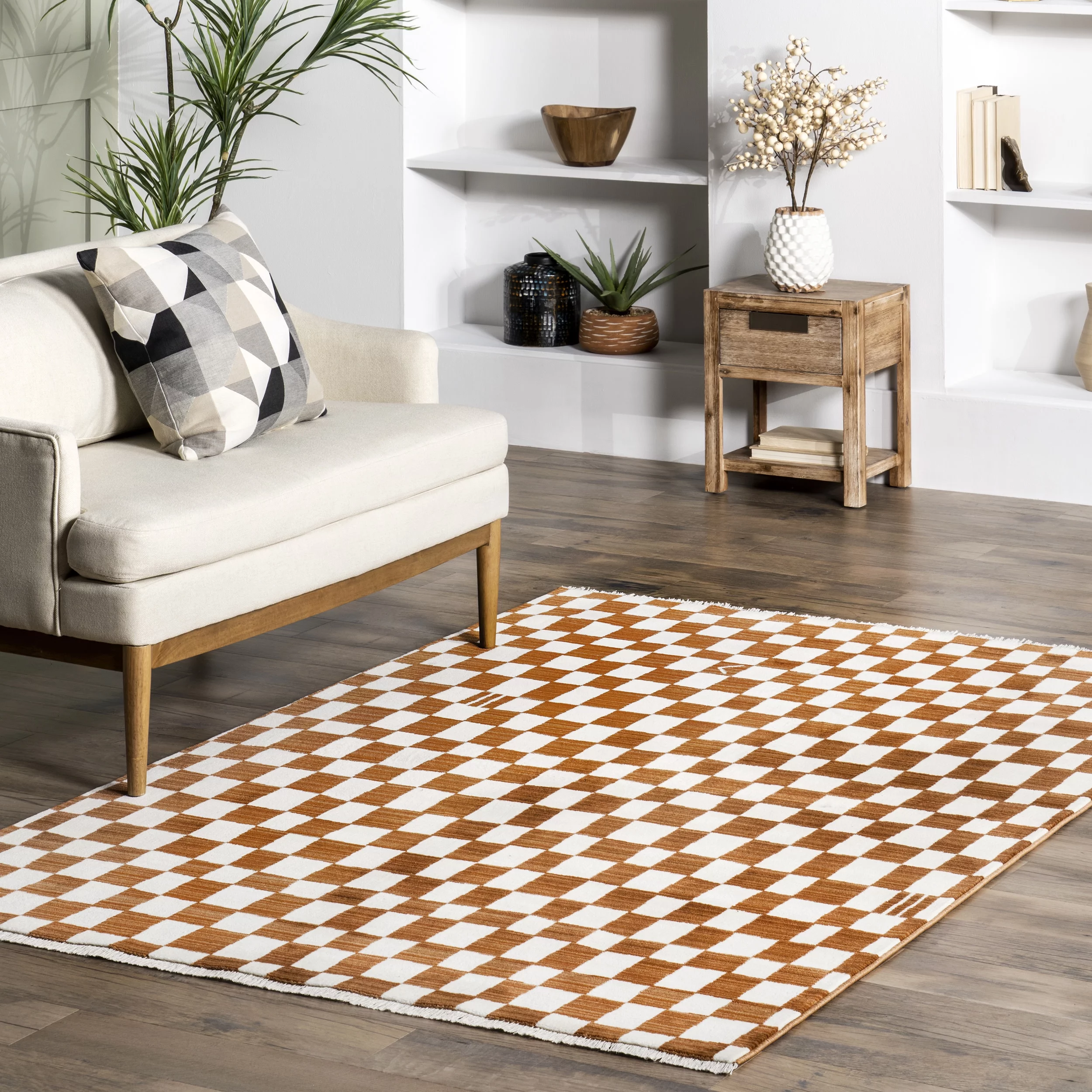 nuLOOM Dominique Abstract Checkered Fringe Area Rug, 6' 7