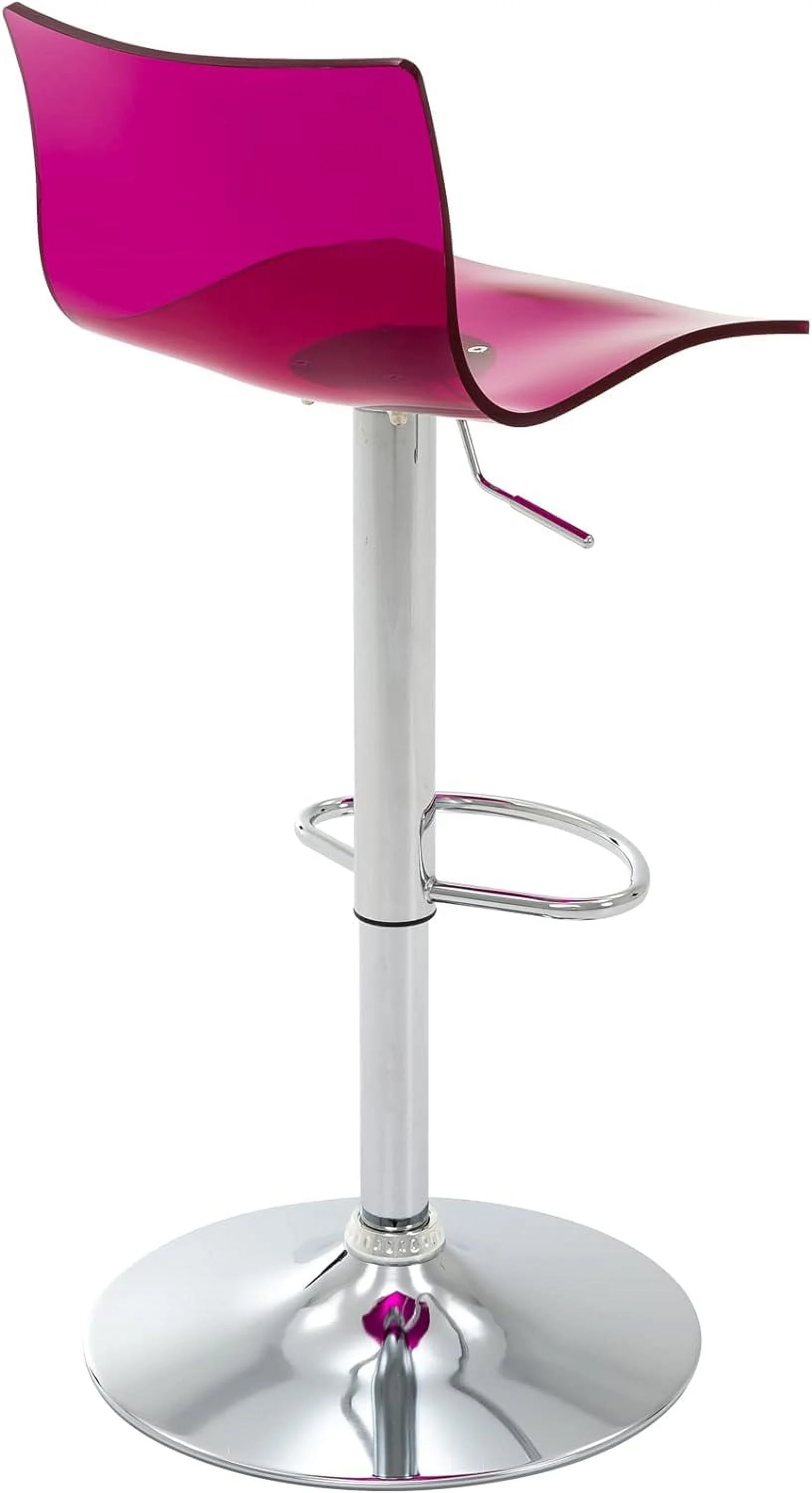 U-SHARE  Acrylic Bar Stools with Mid Back, Set of 2, Transparent Adjustable Swivel Airlift Barstools, Counter Height Bar Chairs for Kitchen Dining Room Pub Cafe (Clear)