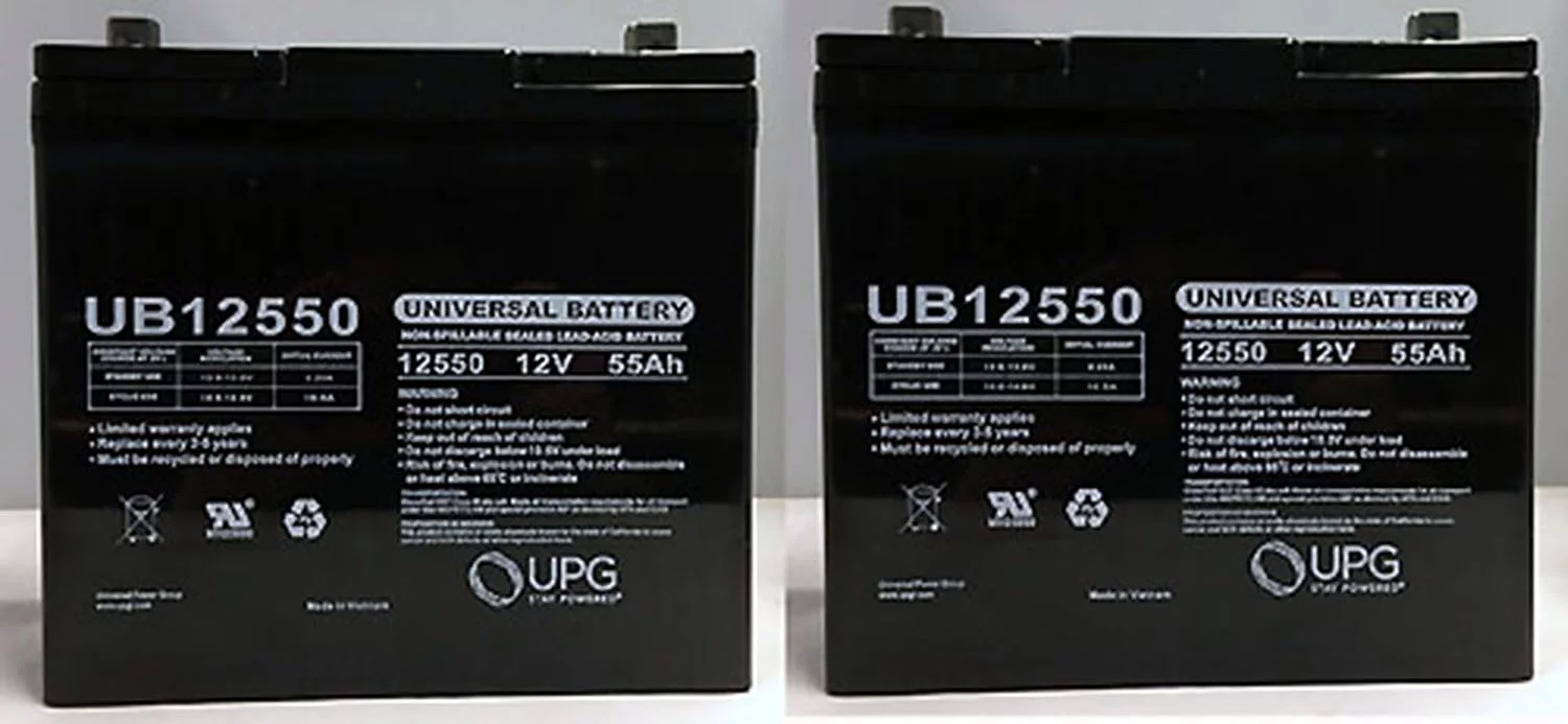 12V 55Ah Replacement Battery for Sunrise Med Quickie Pulse 6MPC Powerchair - 2 Pack